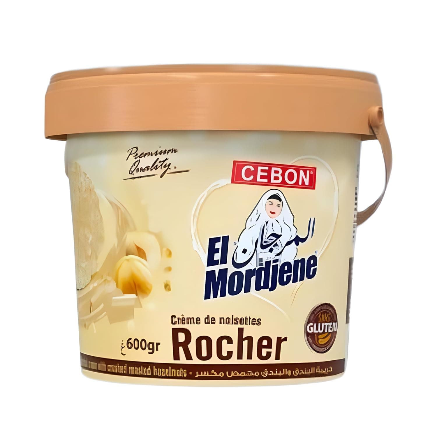 Cebon El Mordjene Hazelnut Rocher Spread 600g - Crunchy, Creamy Nut Butter for Breakfast, Desserts & Snacks - Ideal for Chocolate Lovers - Gluten Free
