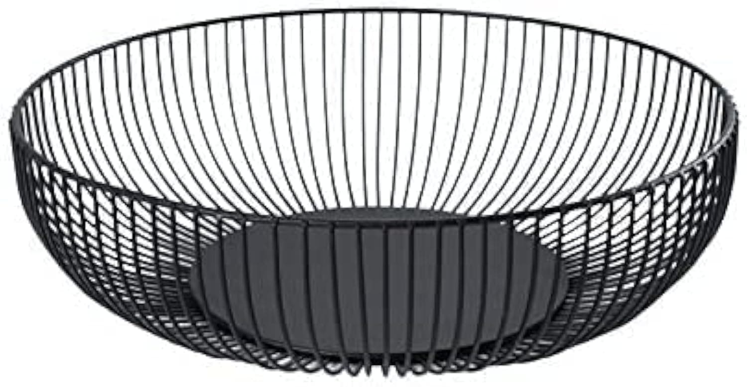 Black Metal Wire Fruit Basket Bowl For Kitchen,Living Room,Office - Large Decorative Centerpiece To Display Fruit, Vegetables, Bread, Candy, Household Items Or Use As A Gift Basket