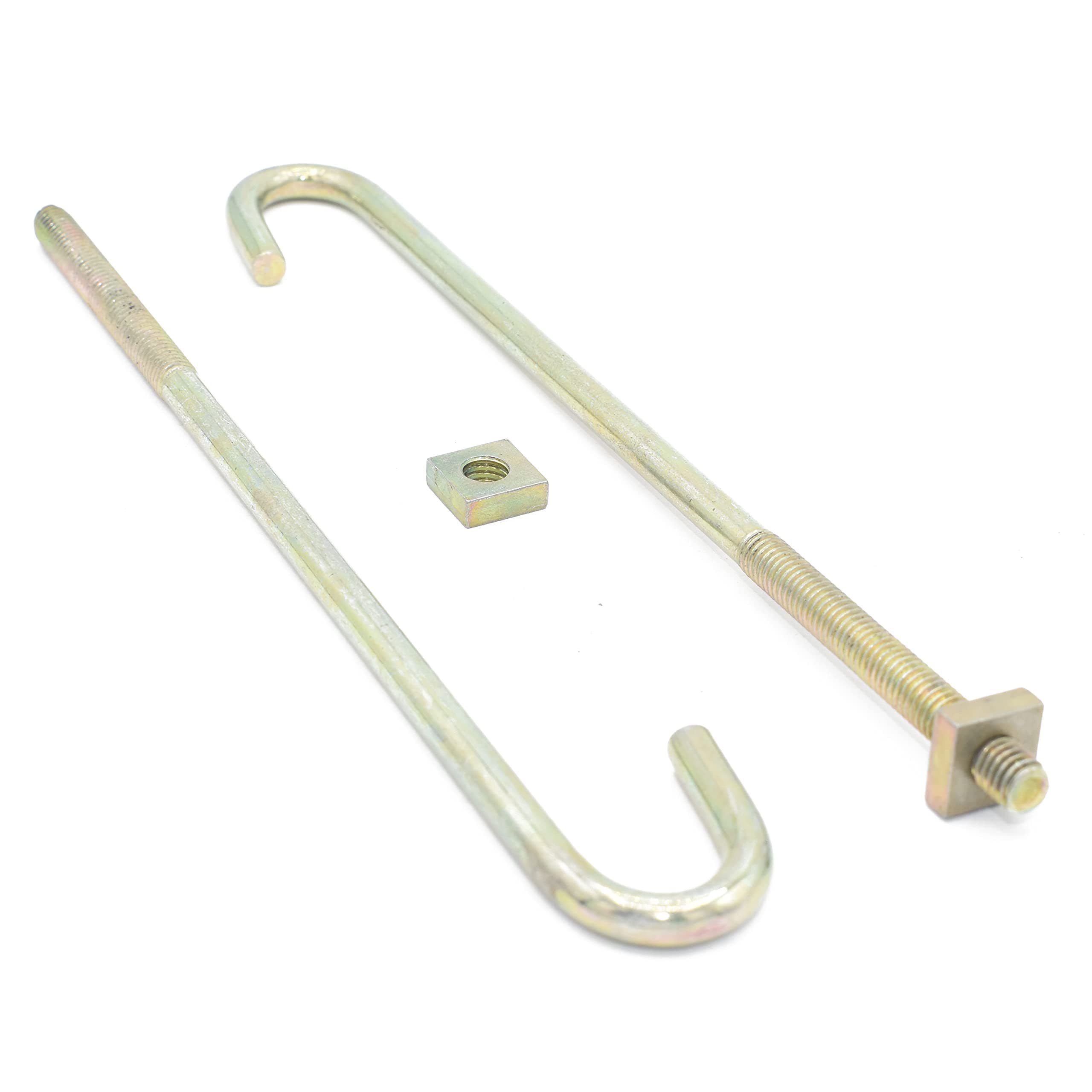 10, M8 x 90mm Hook J Bolts & Square Nuts ZINC Roofing Gutter Fence Weatherproof