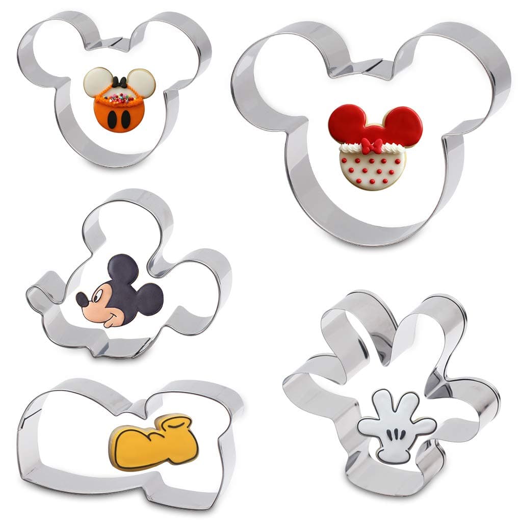 Cookie Cutter for Kids - Sandwich Cartoon of Mickey Mouse Cookie Cutter Shaped Biscuit Mould for DIY Cake Craft Bakeware Decoration Stainless Steel Cutter Set 5 pcs