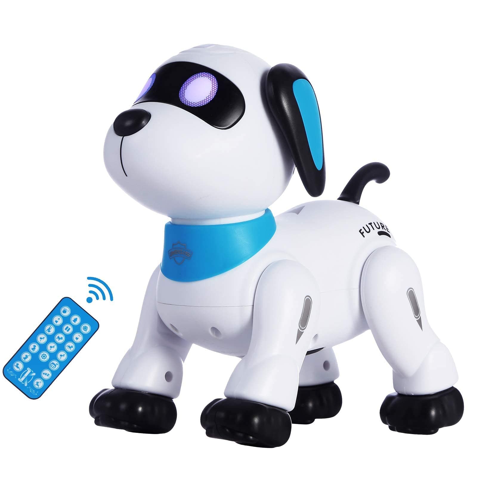 yiman Remote Control Robot Dog Toy – Programmable Smart Robot Dog for Kids 3+, Interactive Dancing & Sound, RC Stunt Toys with LED Eyes, Electronic Pet Toy for Boys & Girls Gifts (Blue)