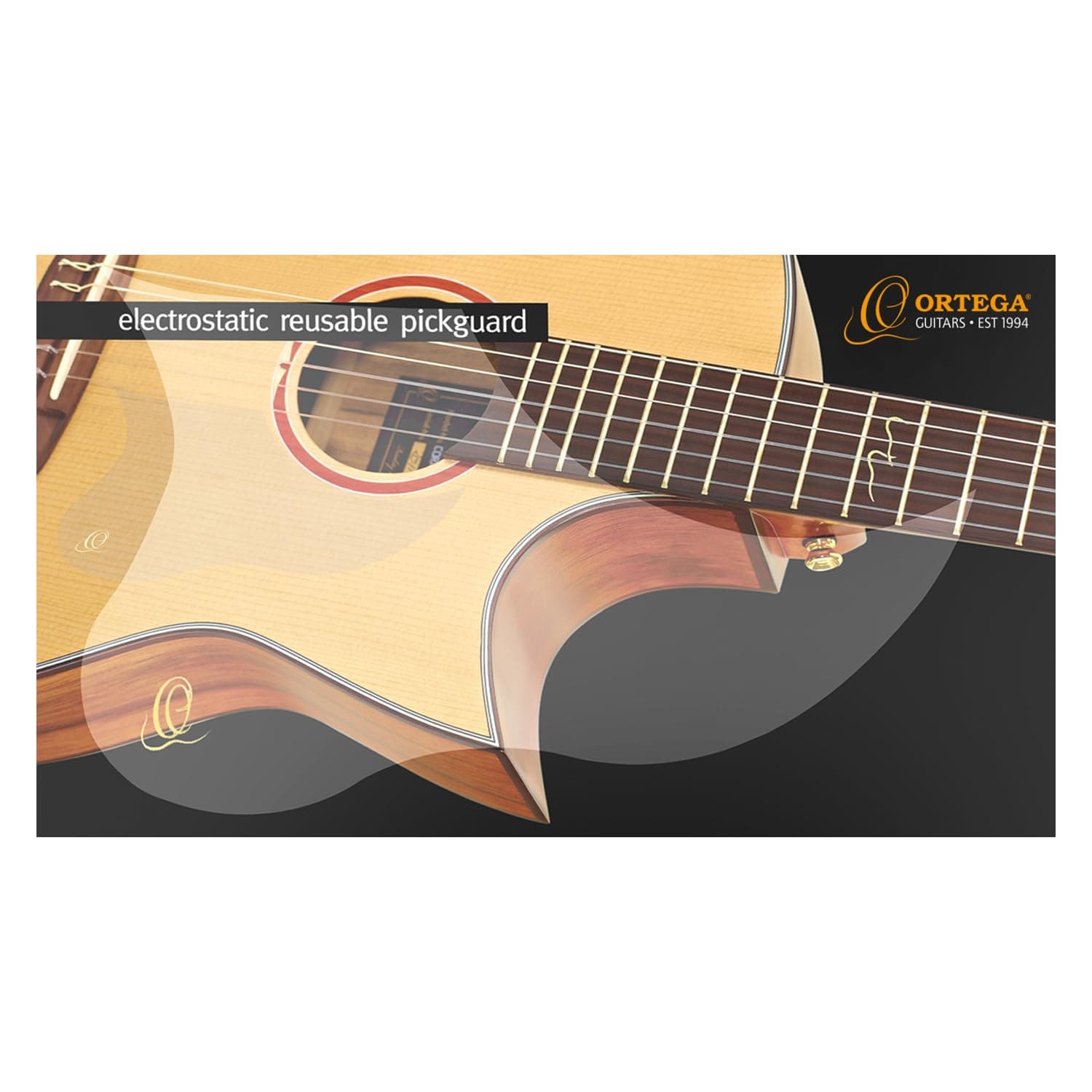 Electrostatic Pickguard Foil – Protection Foil for Acoustic Guitar with Gloss Finish, Reusable – Foil, Transparent (OERP)