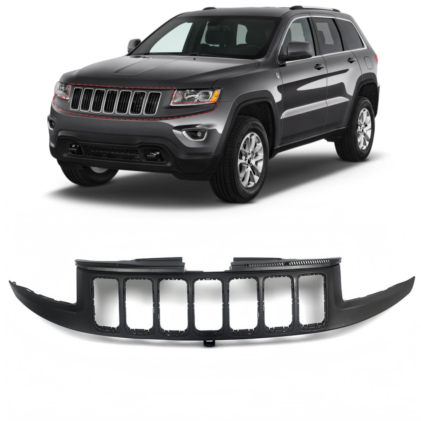 Front Bumper Grill For Infiniti G37 2 Door Coupe 2008-2013,Q60 2 Door Coupe 2014-2015 Front Bumper Upper Honeycomb Grille (Glossy Black, 五星)