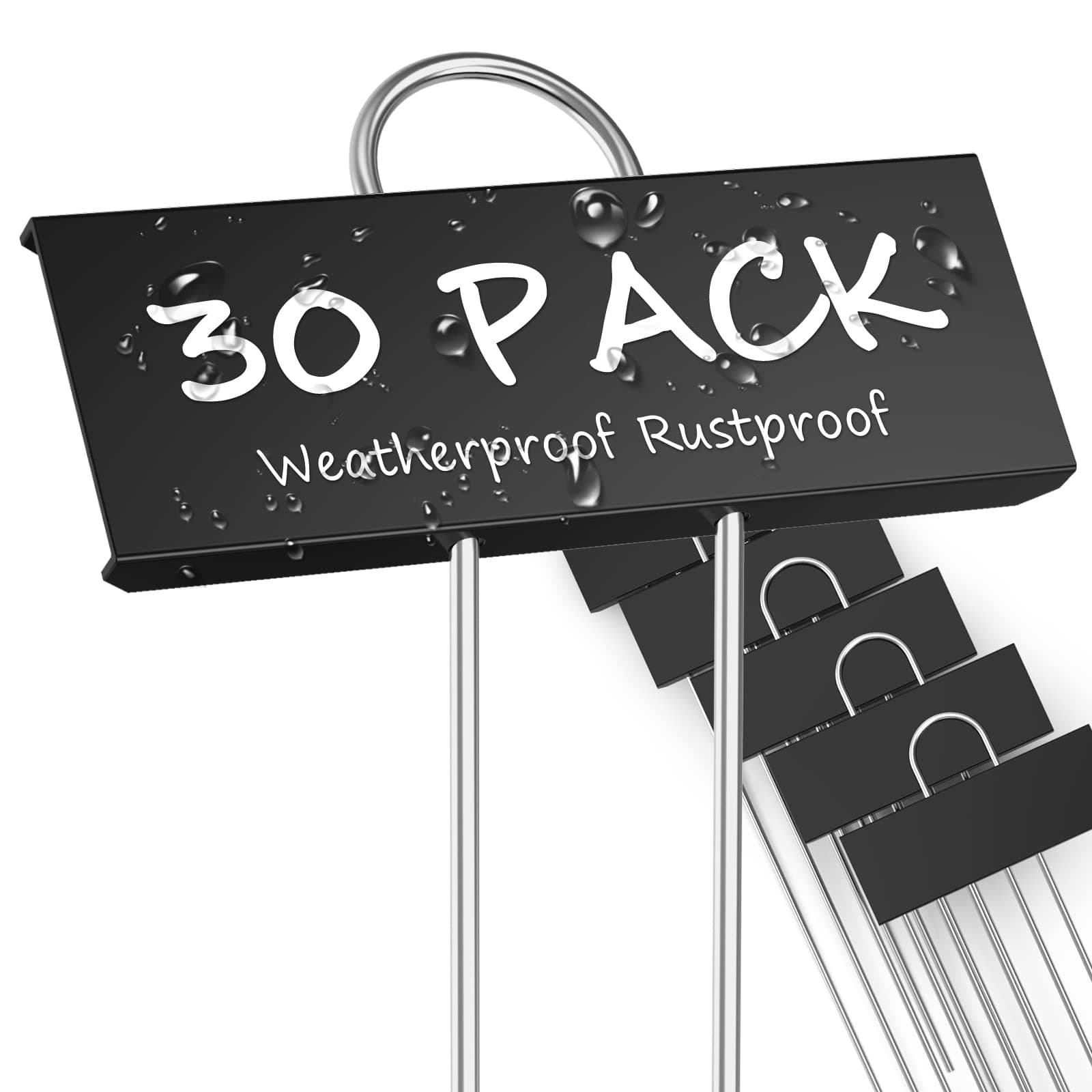 STARTOSTAR 30-Pack Metal Plant Labels Weatherproof Garden Markers-Black