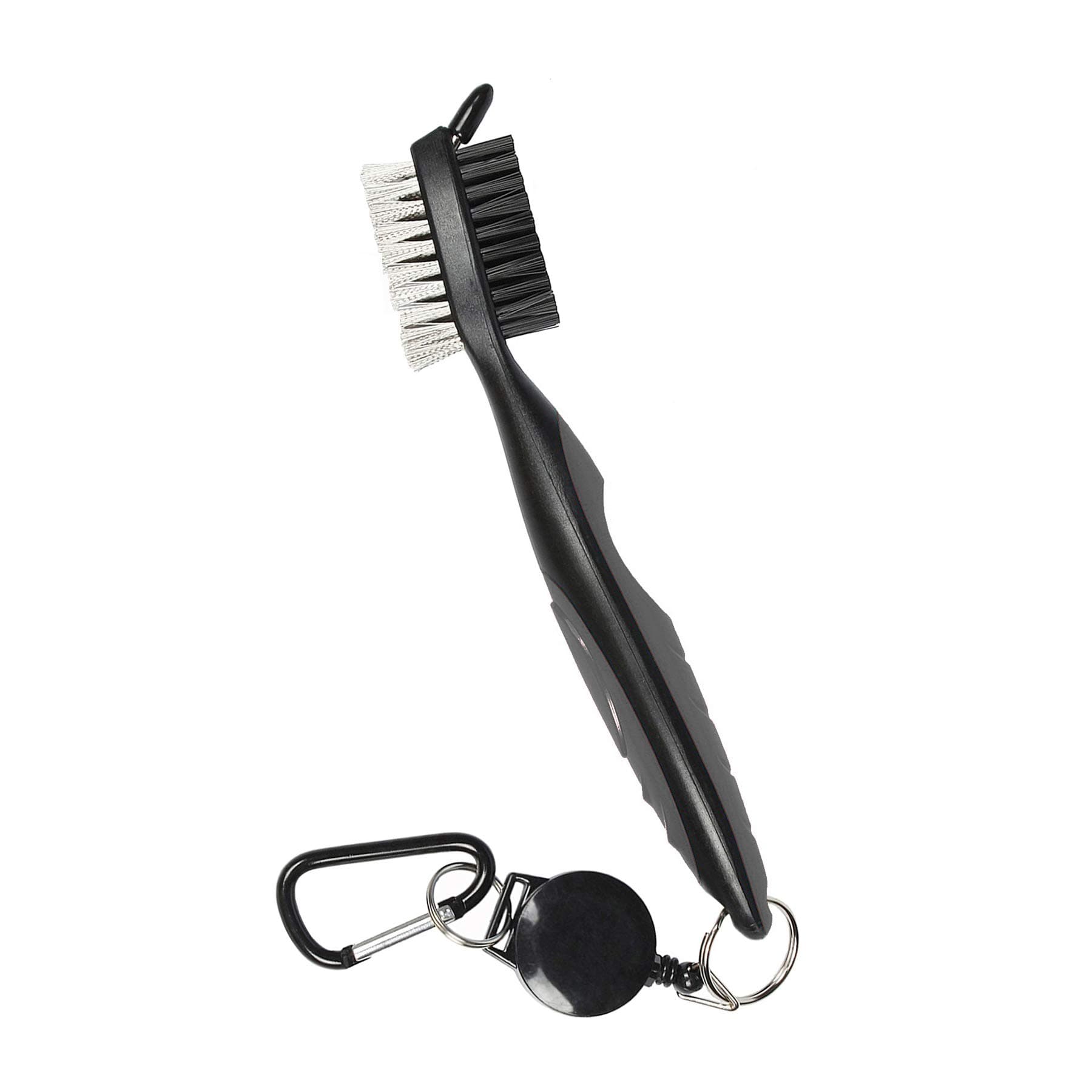 Golf Club Brush and Club Groove Cleaner, Nylon & Steel Brush Golf Clean tool with Retractable Zip-line, Aluminum Carabiner-Lightweight/Ergonomic Design/Easily Attaches to Golf Club Bag