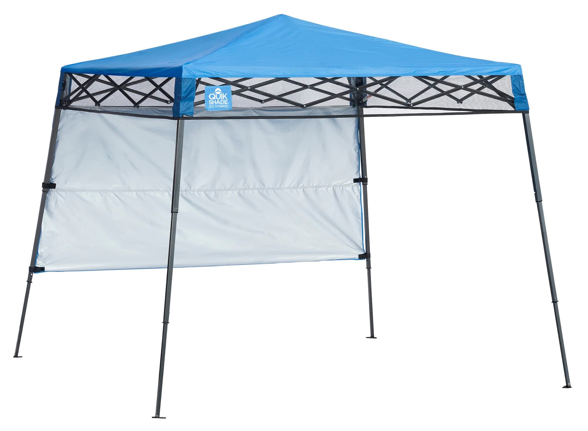 Quik Shade Go Hybrid 6' x 6' Sun Protection Pop-Up Compact and Lightweight 7' x 7' Base Slant Leg Backpack Canopy