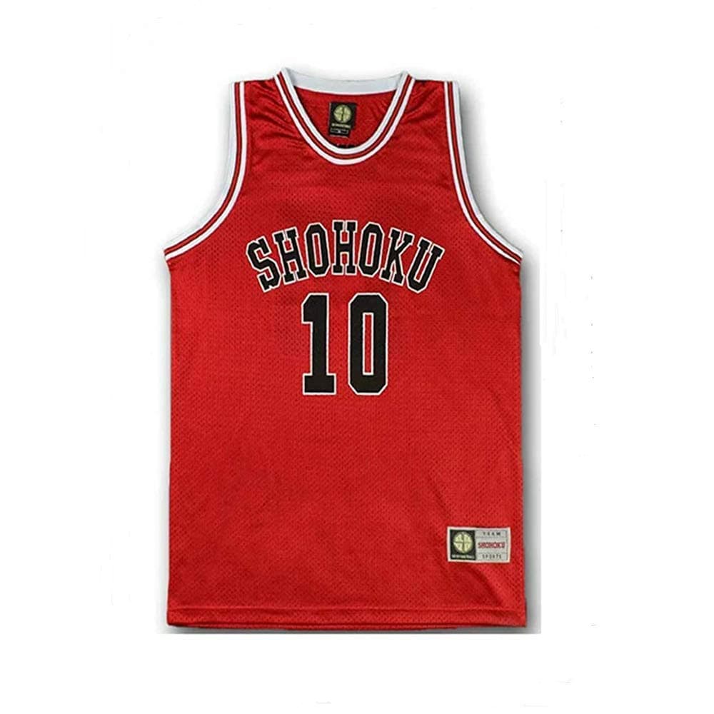 Men's Red 10th Basketball Jersey Sakuragi Hanamichi Cosplay Top