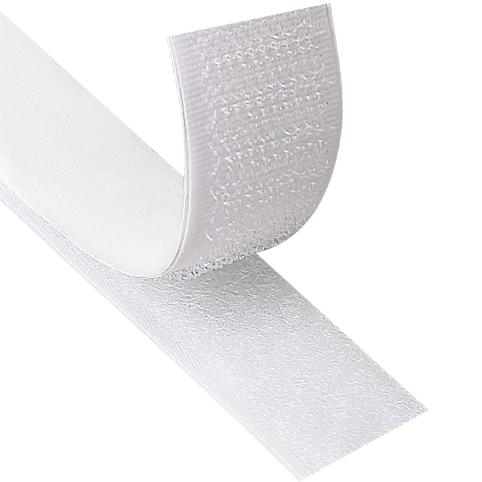 Hook and Loop Strip Tape 8 Meter Self Adhesive Sticky Back Fastening Tape 20 mm Wide (20 mm x 8 m, White)