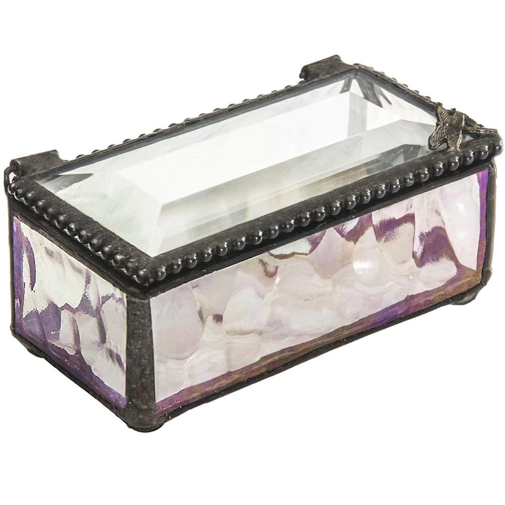 J Devlin Glass Art Box 178 Series Stained Glass Decorative Dragonfly Box for Trinket, Keepsake, or Jewelry - Available in Clear or Sage Green (Clear)