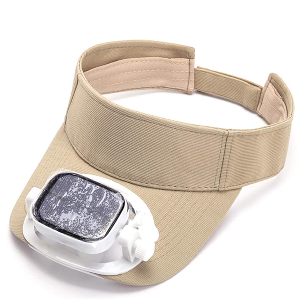 NQFL Solar Fan Cap Adult Summer Sun Protection Fishing Cap Fan Charging Sunshade Baseball Cap Men and Women Beige-OneSize