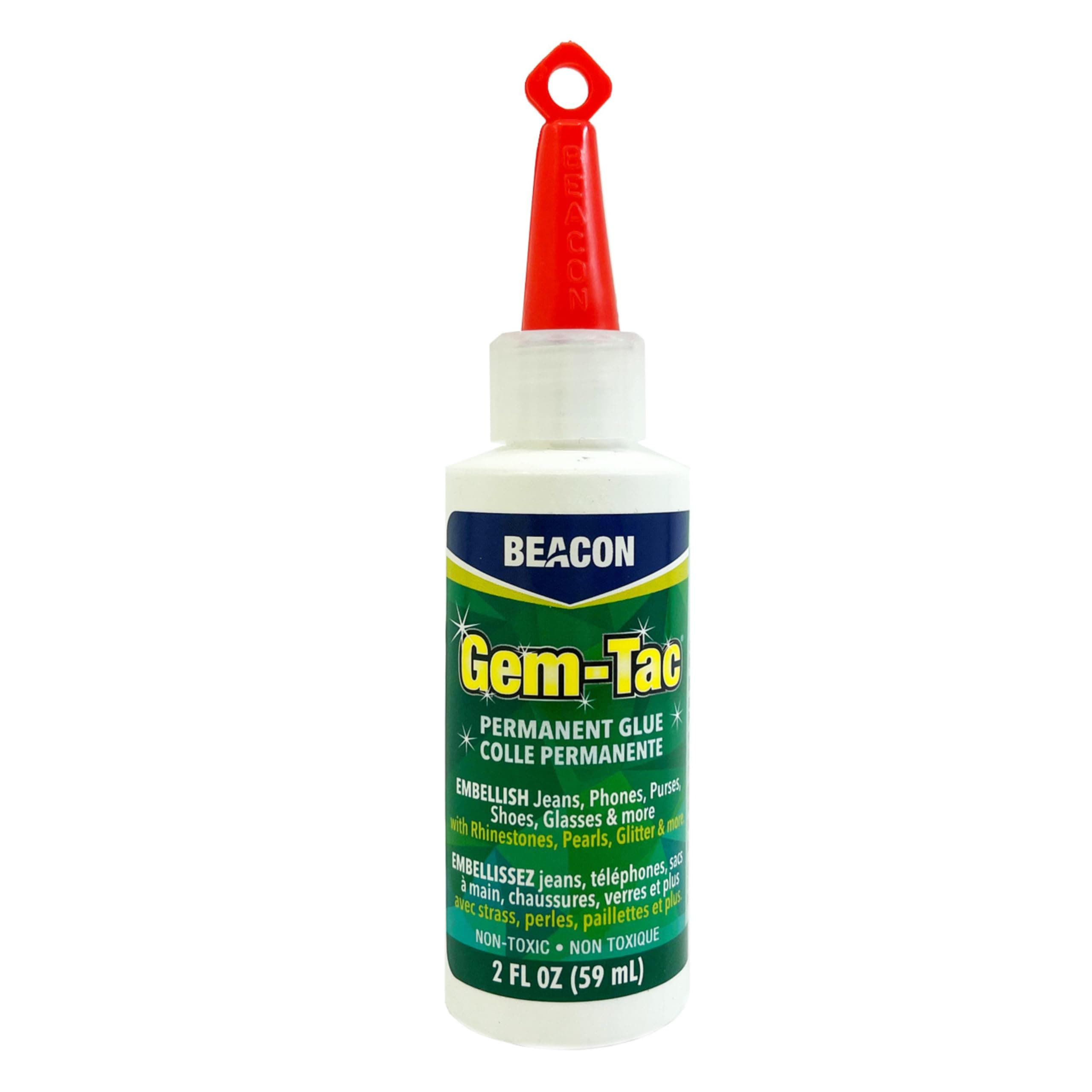 Gem-Tac Premium Quality Adhesive for Securely Bonding Rhinestones and Gems - Water-Based, UVA Resistant, 2-Ounce