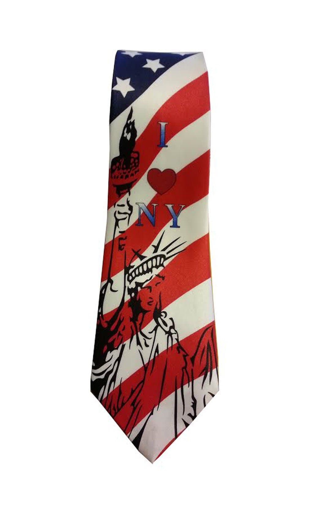 Men's Patriotic American Flag I Love (Heart) NY Liberty Necktie Tie