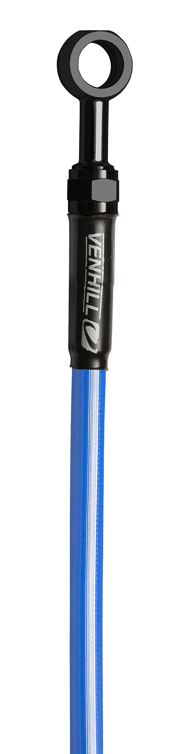 Venhill KAW-2010F Braided Stainless Steel Front Brake Line for Kawasaki Ninja 250R (Ninja 250) 2008-2012 - Blue w/Black Banjos and Bolts