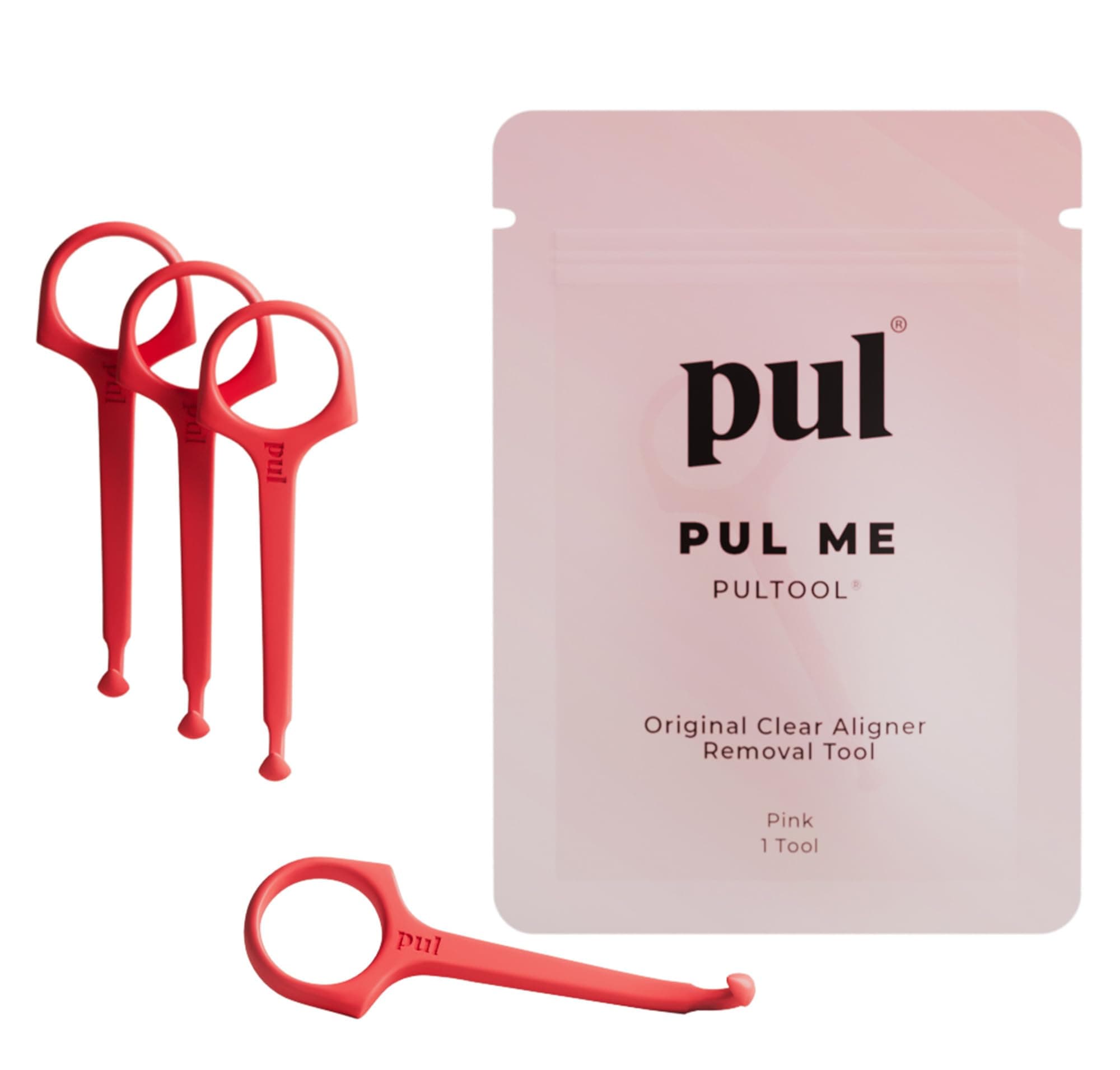PUL Pack of 4 Reusable Clear Aligner Removal Tool — Compatible with Invisalign, Removable Braces, Retainers & Trays – Easy-to-Use Device Remover, Dental & Oral Hygiene Care Product – Pink