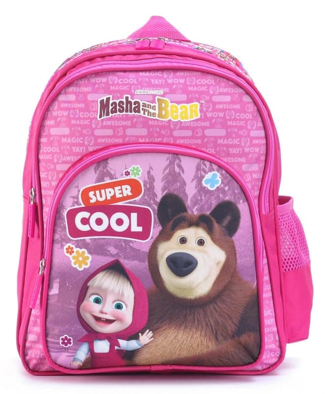 STRIDERS Masha & Bear School Bag for Kids – Lightweight, Stylish Backpack with Padded Comfortable Straps & Spacious Compartments – Perfect for School & Play – Age 3–5 Years – 14 inches