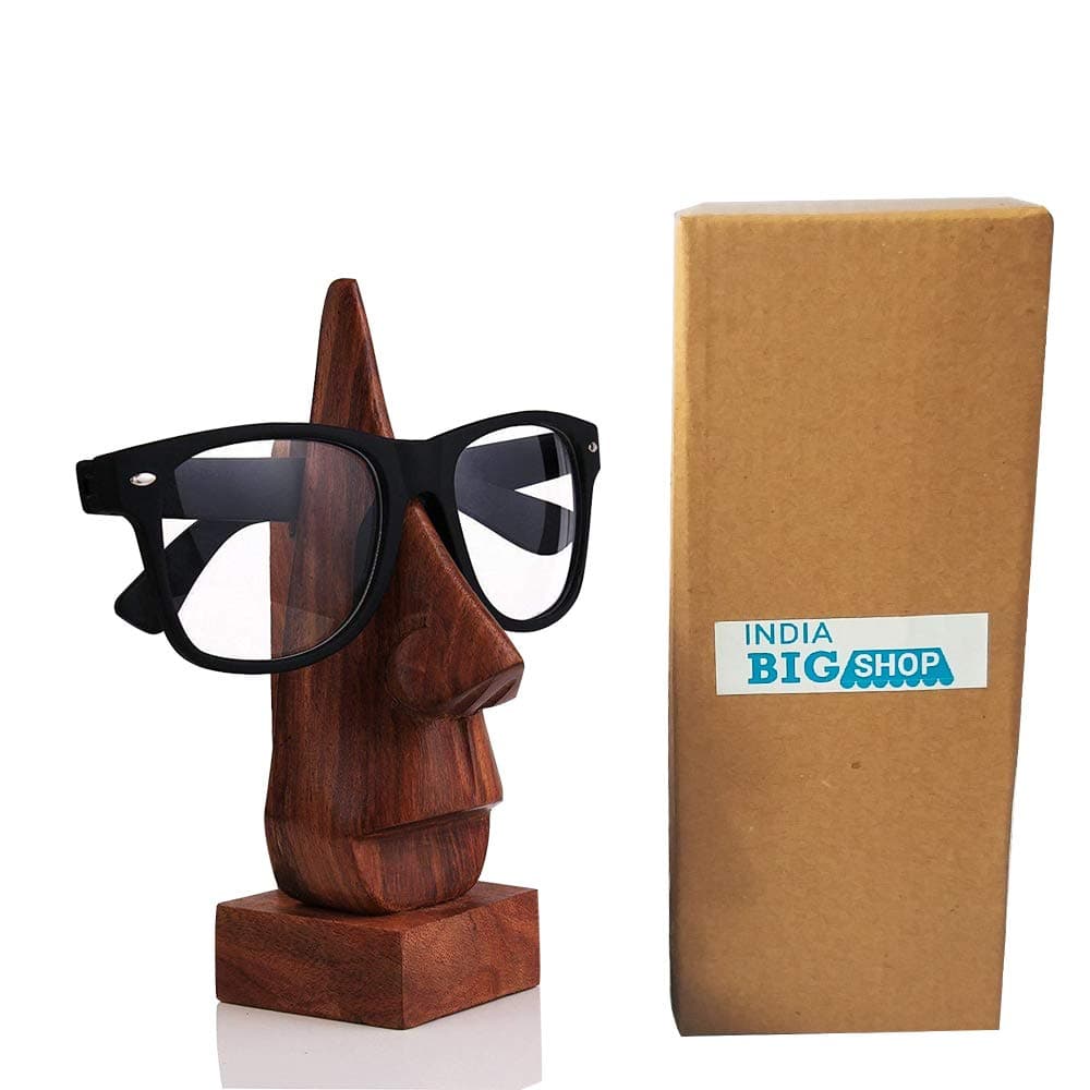Classic Hand Carved Rosewood Nose-Shaped Eyeglass Spectacle/Eyewear Holder (Brown)