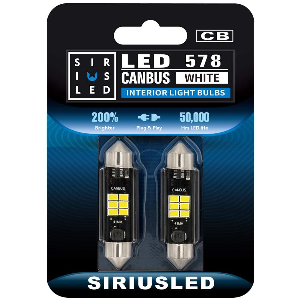 SIR IUS LED 578 light bulb festoon white Bright 400 Lumens 3020 Chipset Canbus Error Free bulb for Interior Car Truck License Plate Dome Trunk Courtesy 41MM 211-2 569 6000K