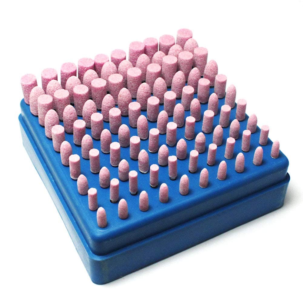 100 pcs Abrasive Stone Points Electric Grinding Dremel Accessories Polishing Grinding Head Wheel Tool Kit for Dremel Rotary Tool (Red)