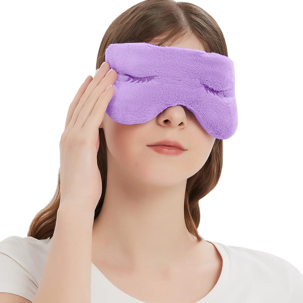 Heated Eye Mask for Dry Eyes, Microwave Moist Heat Eye Compress with Flaxseed, Weighted Warm Eye Mask for Itchy Eyes, Stye, Sleeping, Relaxation, Therapy(Purple)
