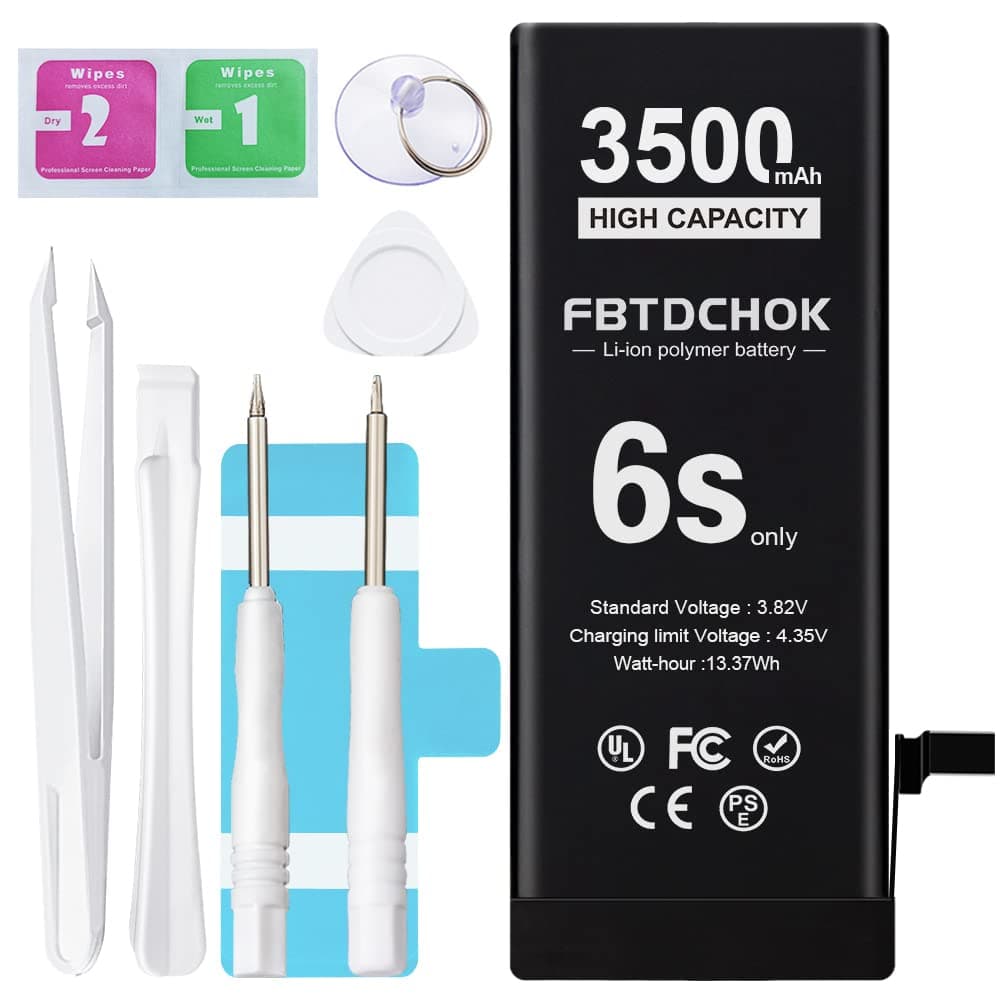 [3500mAh] Upgraded Battery for iPhone 6S, FBTDCHOK High Capacity 0 Cycle A+ Battery Replacement for iPhone 6s only, with Complete Repair Tool Kit