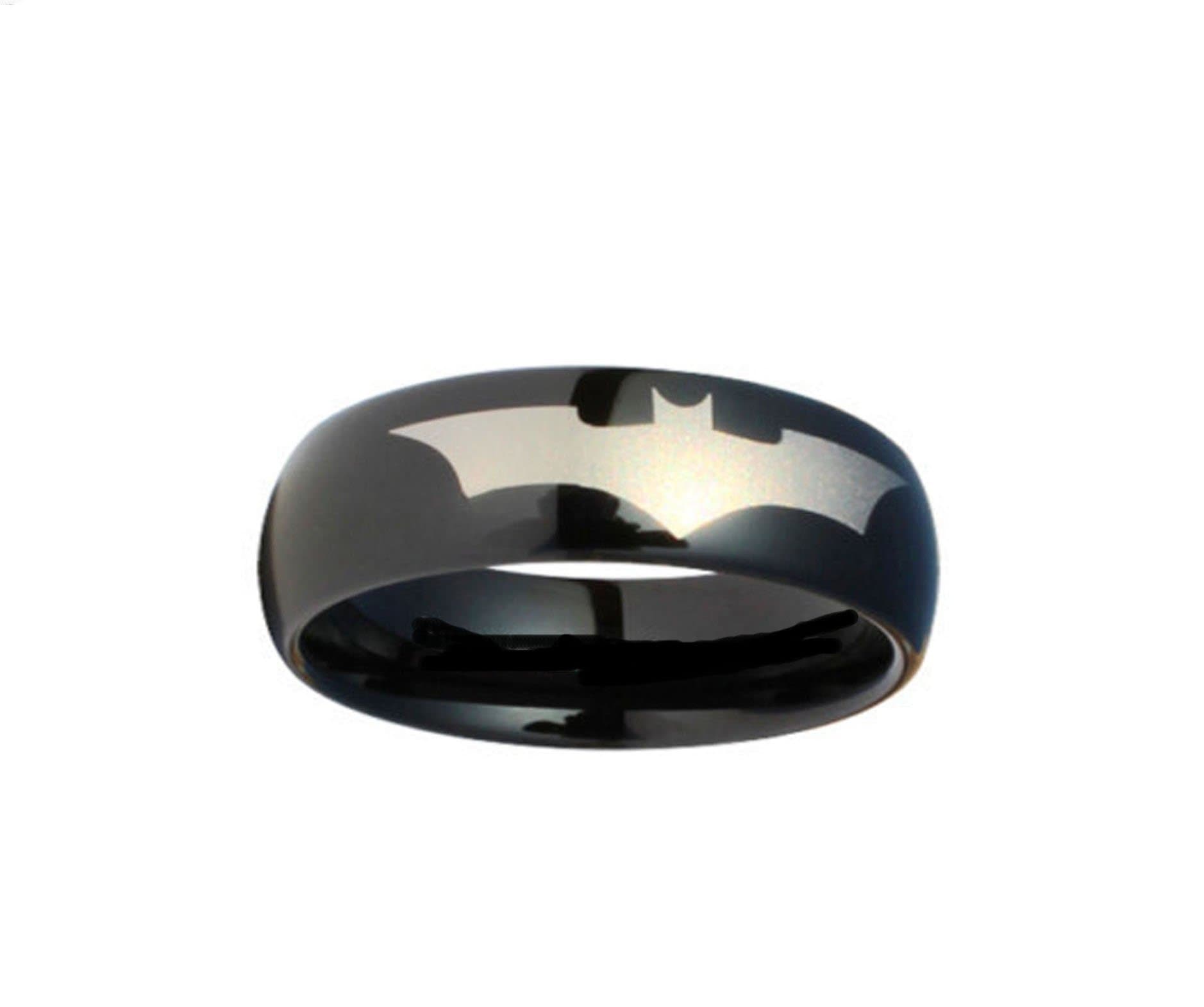 blue palm jewelryBatman Print on a Black Tungsten Carbide DC Width 8 mm Band Ring Size 4-13 R162