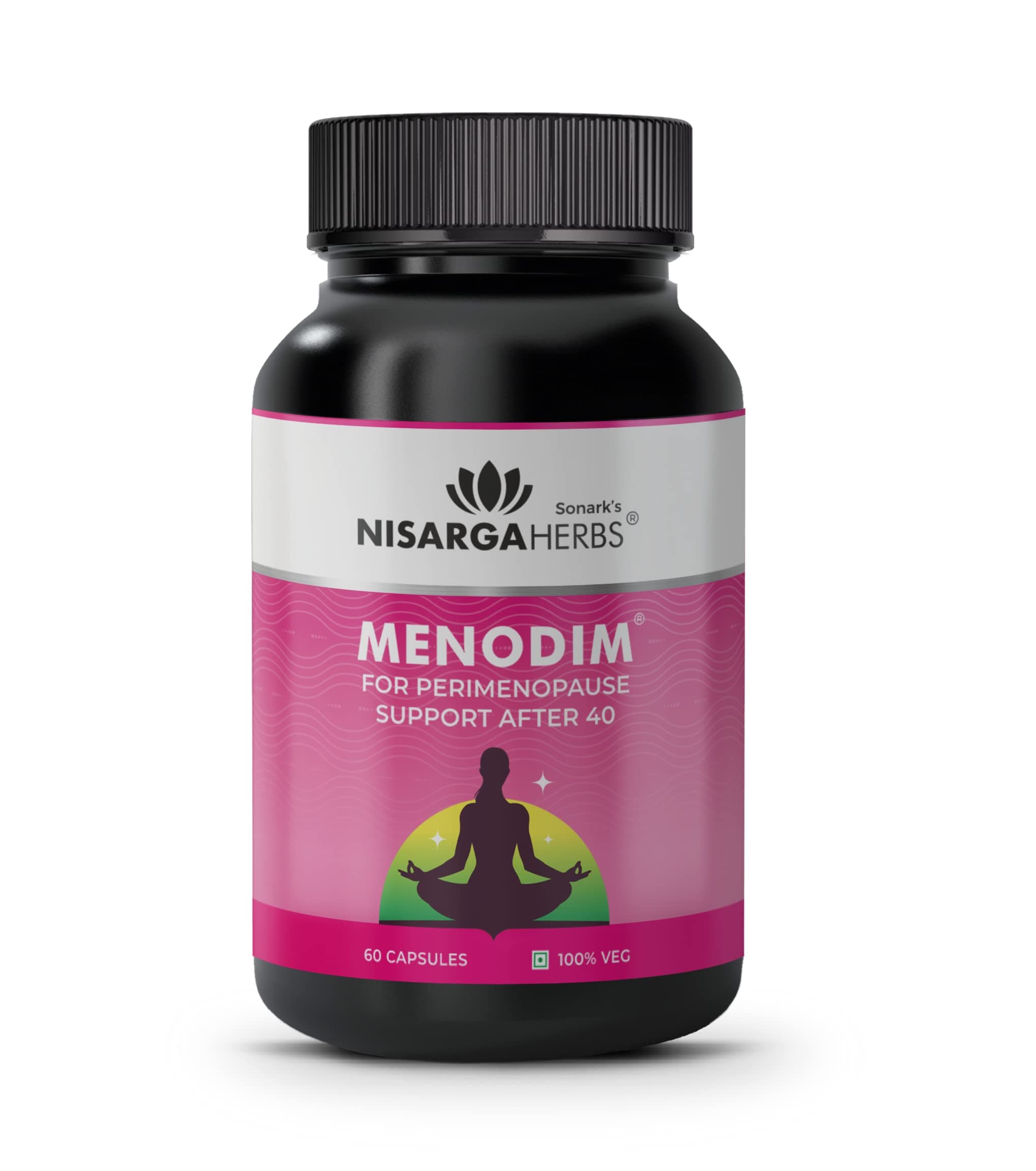 Nisarga Herbs Menodim Capsules 450 mg - (60 Capsules) | Ayurvedic Supplement for Menopause Relief & Hormonal Balance | Ayurvedic Supplement with Pomegranate & Ashwagandha