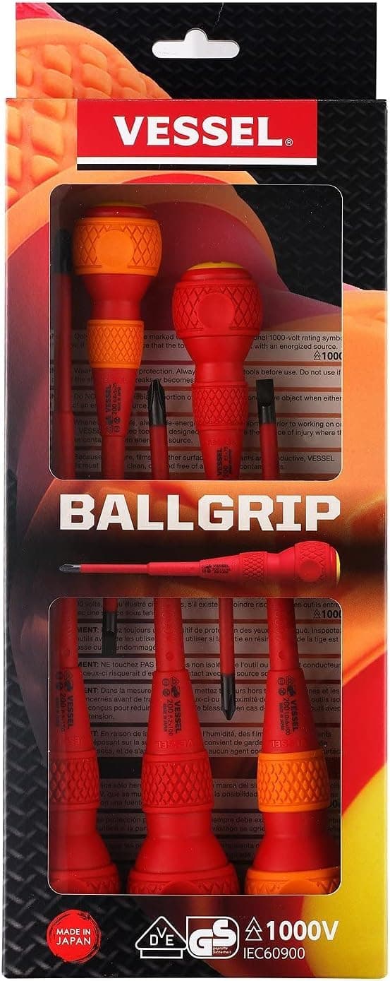 BALL GRIP Insulated Screwdriver 5PC. Set No.2005PBU made in Japan by VESSEL