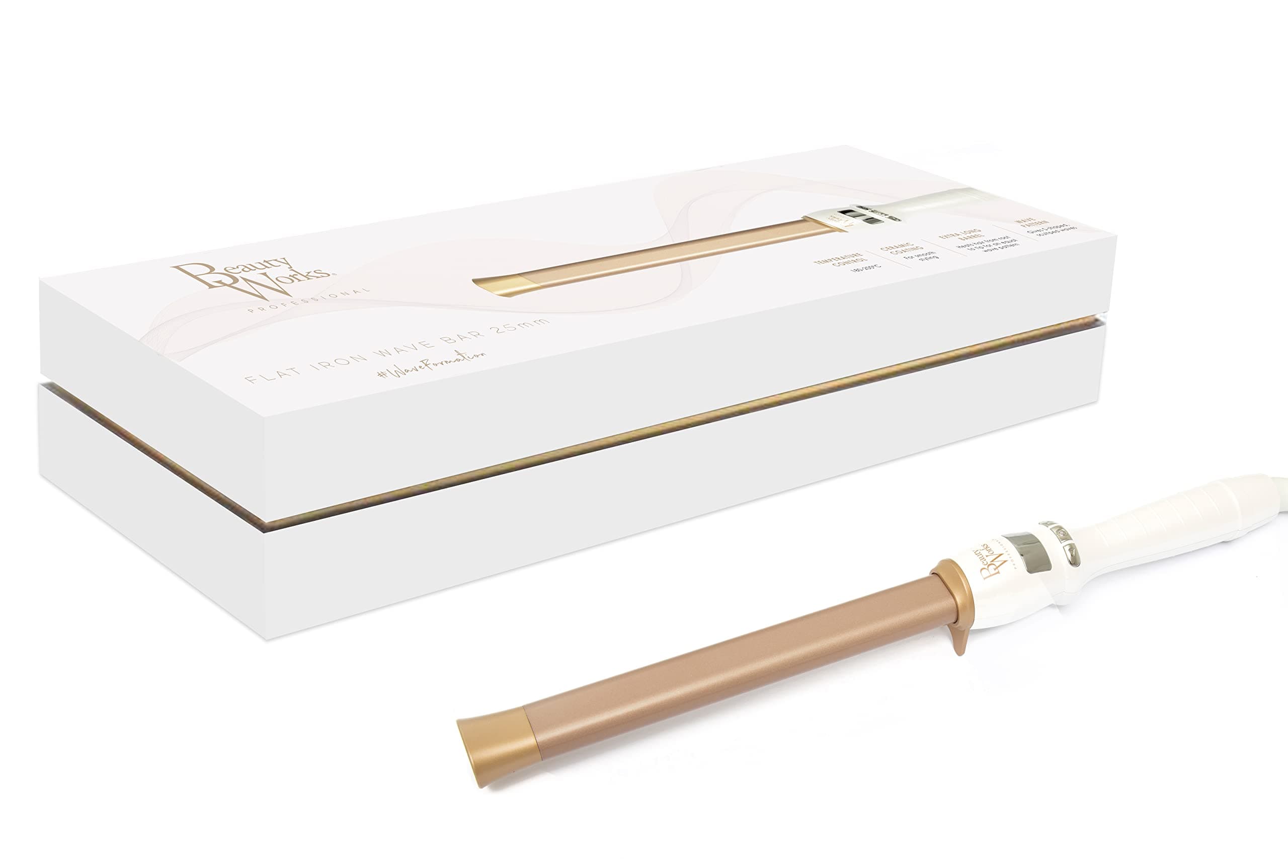 Beauty Works Flat Iron Wave Bar 25mm S-Shaped Mermaid Hair Flat Waves Curling Wand