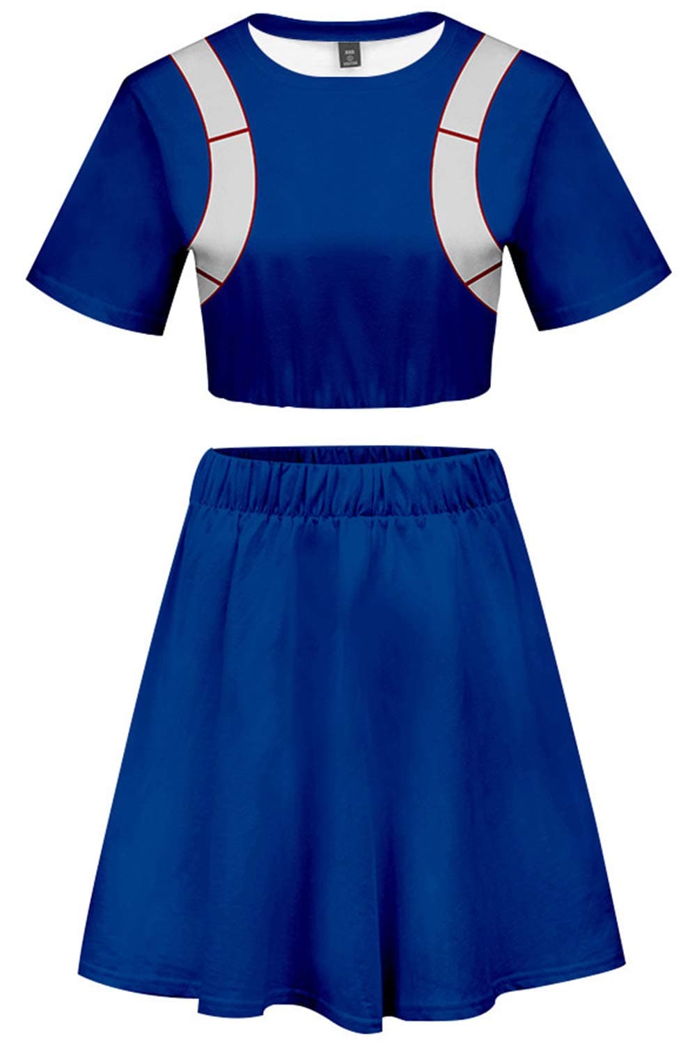 Baycon Blue Cheerleader Cheerleading School Uniform Cosplay Costume Crop Top Dress