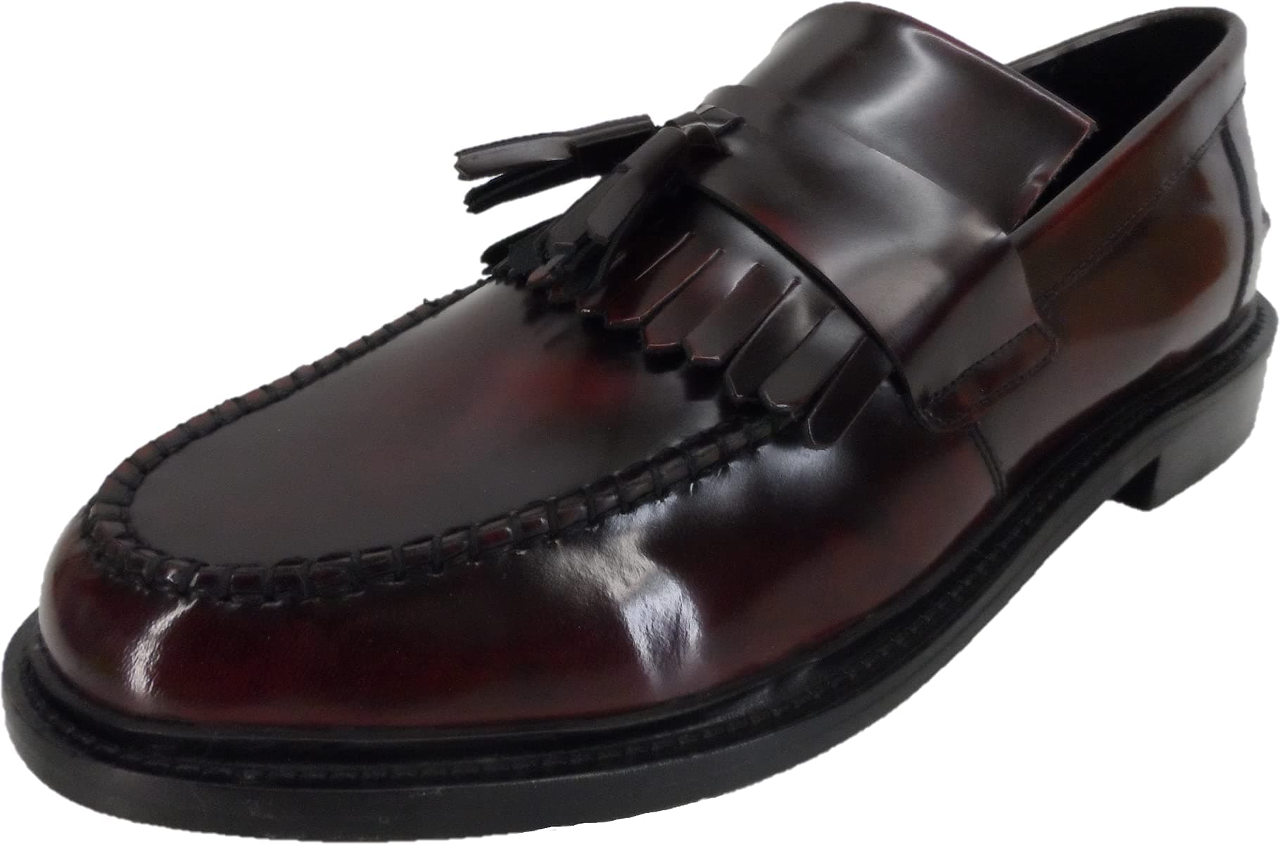 SELECTA Mens MOD Skinhead Polished All Leather Tassle Loafers Oxblood Red