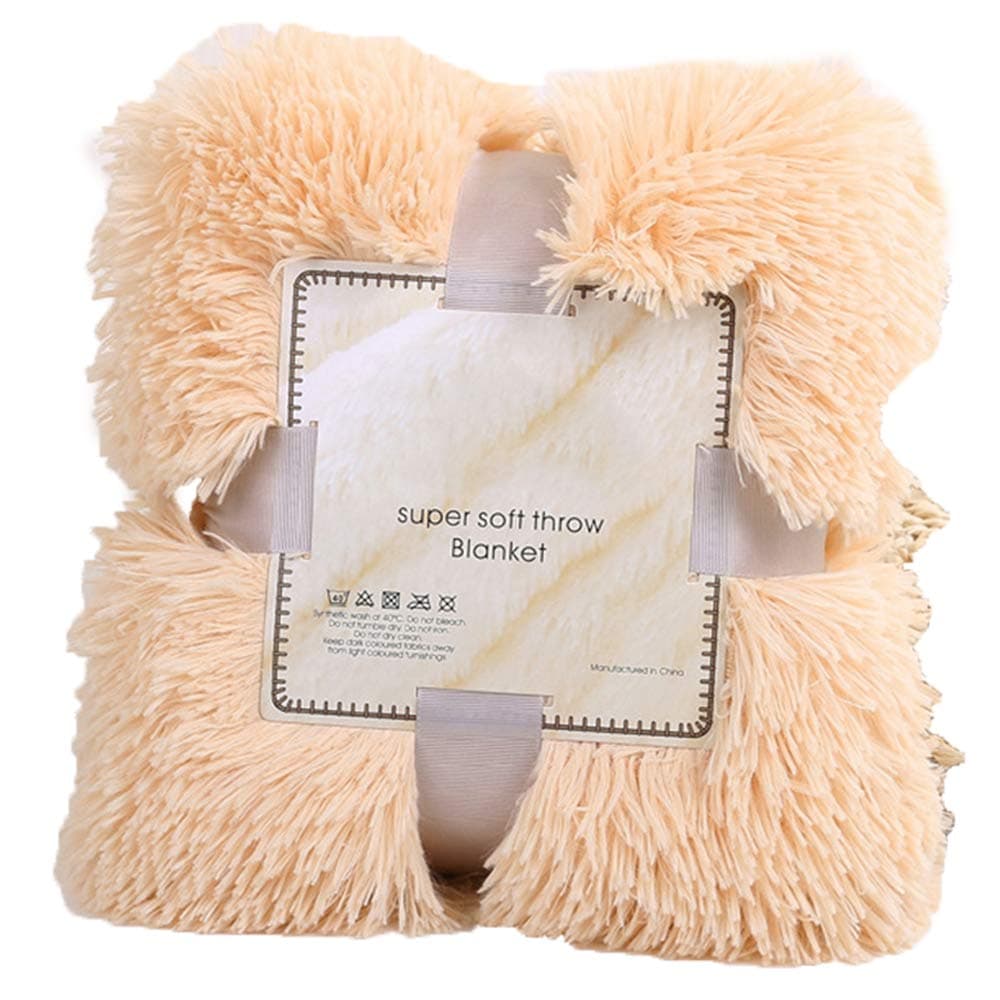 Hootecheu Soft Long Shaggy Throw Blanket Faux Fur Warm Elegant Double-Sided Plush Fuzzy Sofa Double King Bed Winter Warm,Double Blanket,Bed Supplies,Winter Supplies Blanket