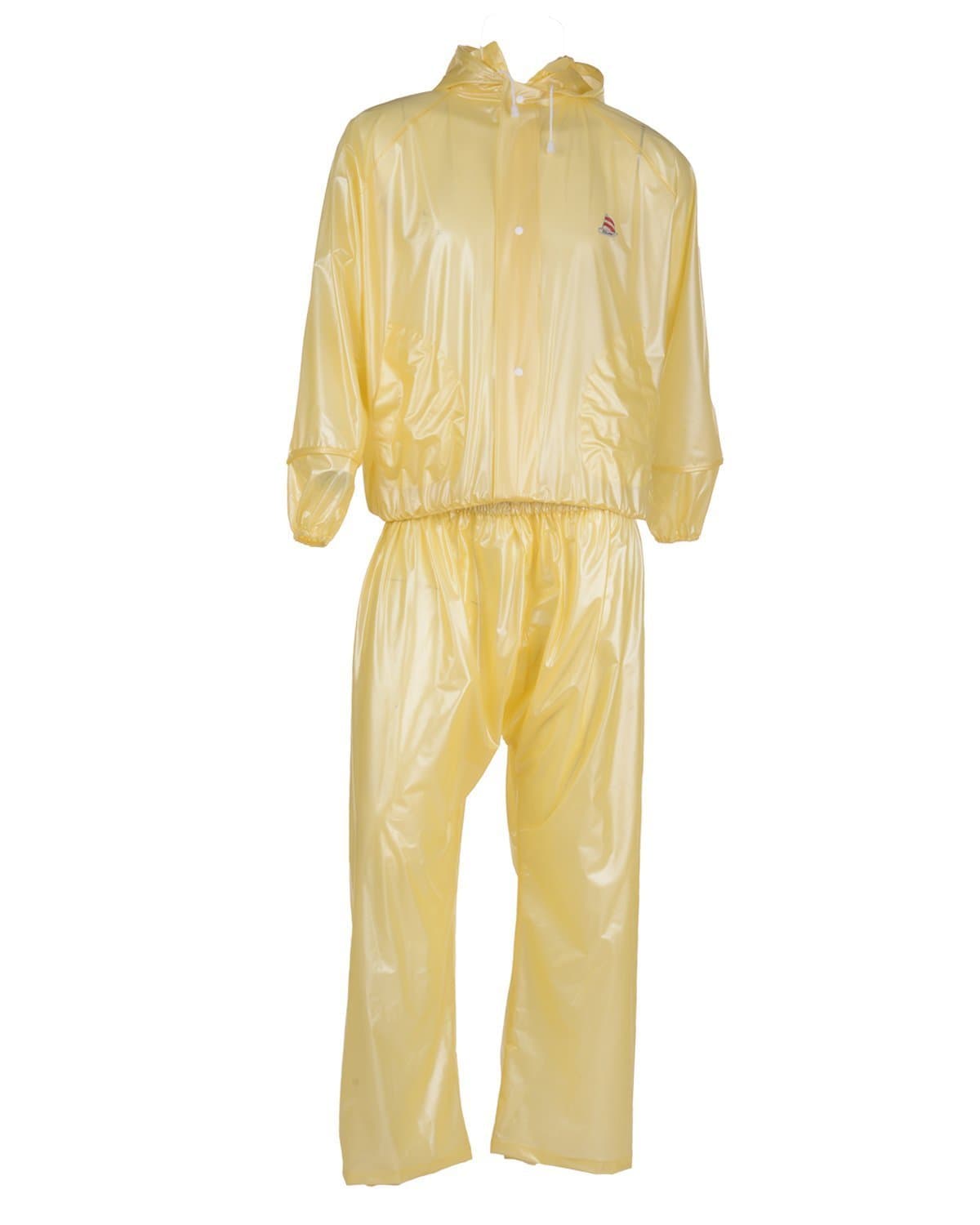 Light weight PVC Hooded Reusable Rain Coat with pockets (Yellow) (Medium)