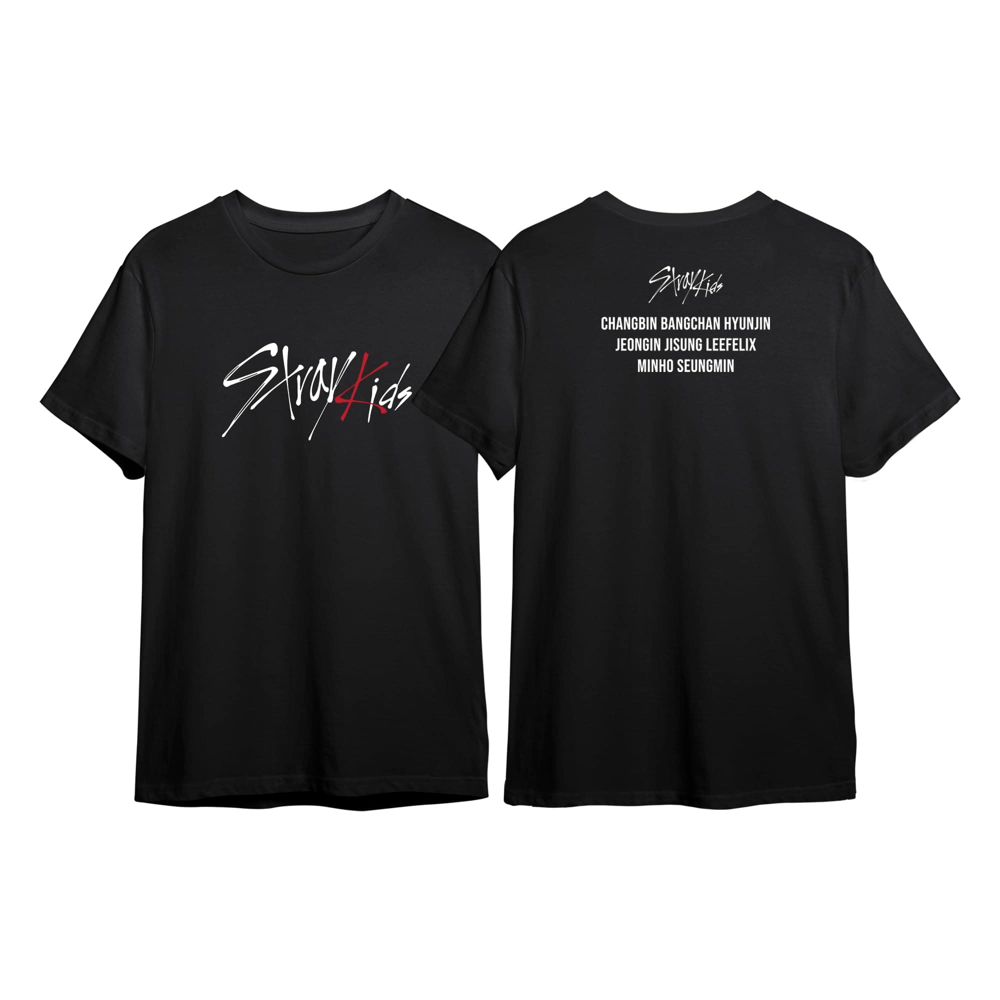 The Korhean Store K-Pop StrayKids Names Black Regular T-Shirt for Men & Women