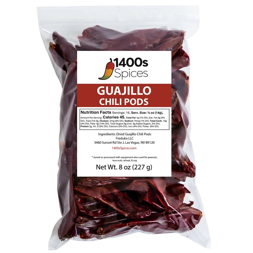 8oz Guajillo Stemless Chile, Whole Dried Red Chile Mexican Peppers, Versatile Mexican Ingredients for Mexican Salsa, Dried Mexico Chiles for Tasty Cooking Recipes, Red Chilli Stemless Peppers.