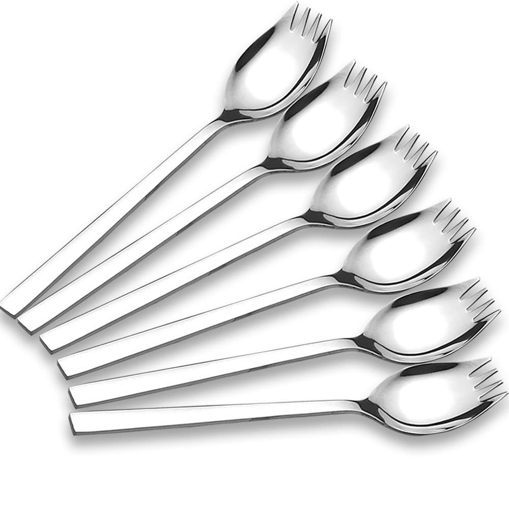 6-pack Stainless Steel Sporks for Everyday Use, Back to school lunch supplies Camping Hiking Heavy Duty Flatware set,7.6-inch (M)