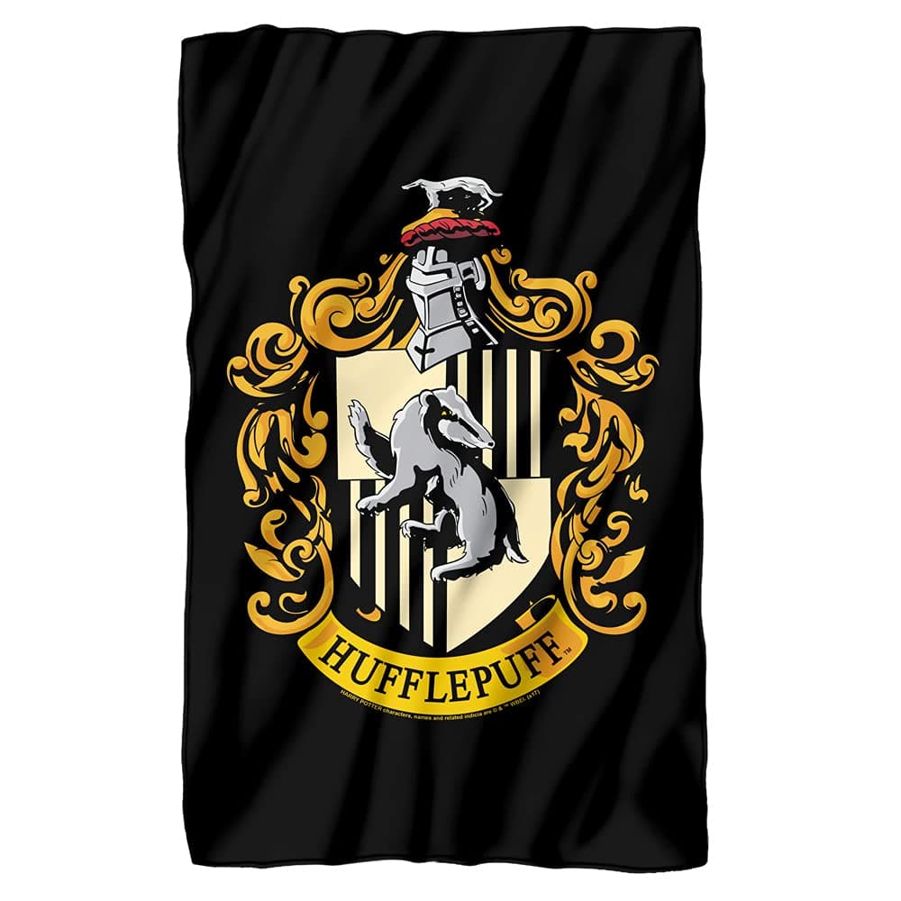 Harry Potter Hufflepuff House Crest Fleece Blanket 36" x 58",Hufflepuff Crest