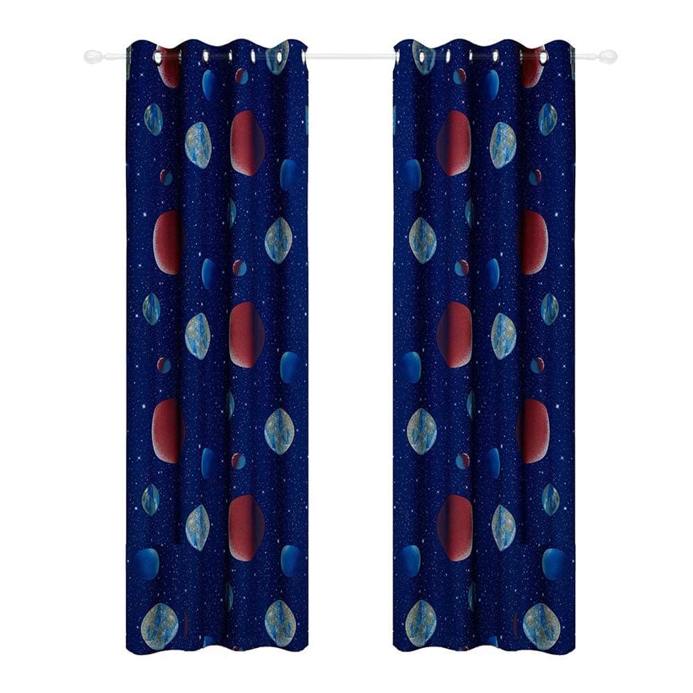 Anjee Blackout Window Curtains for Kids Bedroom Space Planet Theme Room Darkening 84 Inch Length Thermal Insulated Grommet Window Drapes Printed Curtains for Living Room, 52 x 84 Royal Blue