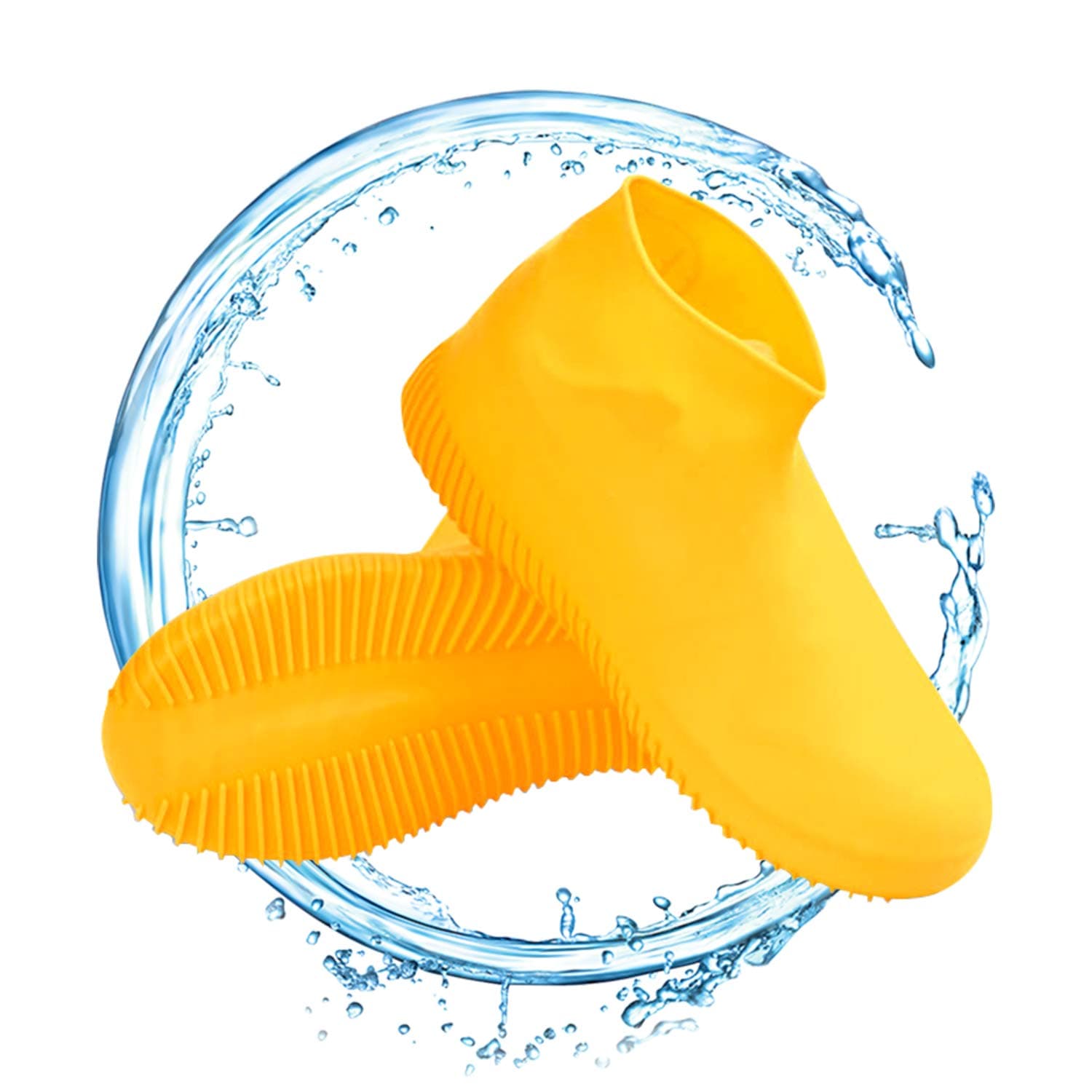 Waterproof Shoe Covers Reusable Non Slip Stretch Portable Silicone Galoshes Black White Yellow Fit for Men,Women,Kids
