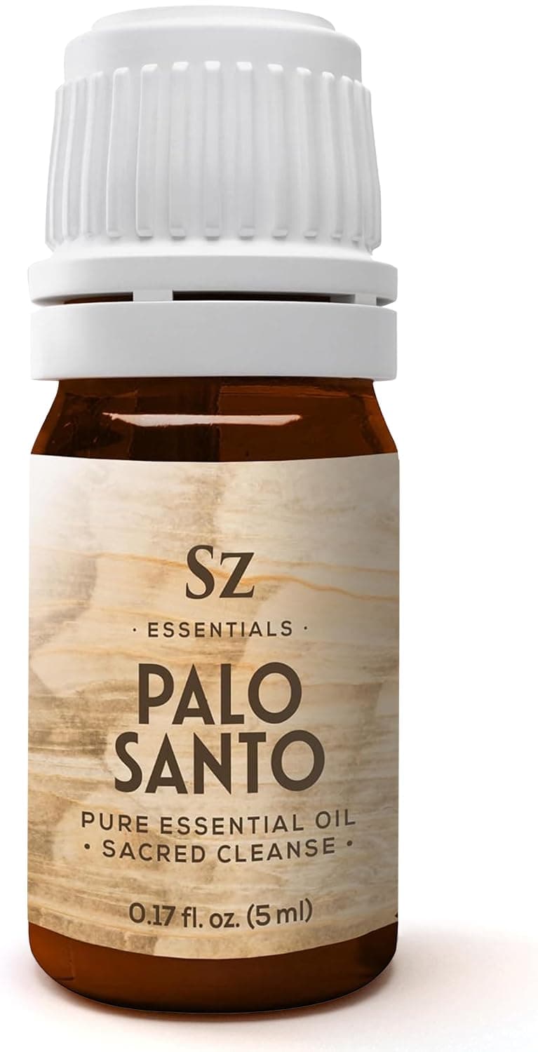 Palo Santo Essential Oil - Peru - 100% Pure & Undiluted - Extracted from Bursera graveolens holy wood - Rich & Woody Scent + Fresh Overtones - Therapeutic Grade & Vegan - 0.17oz (5mL)