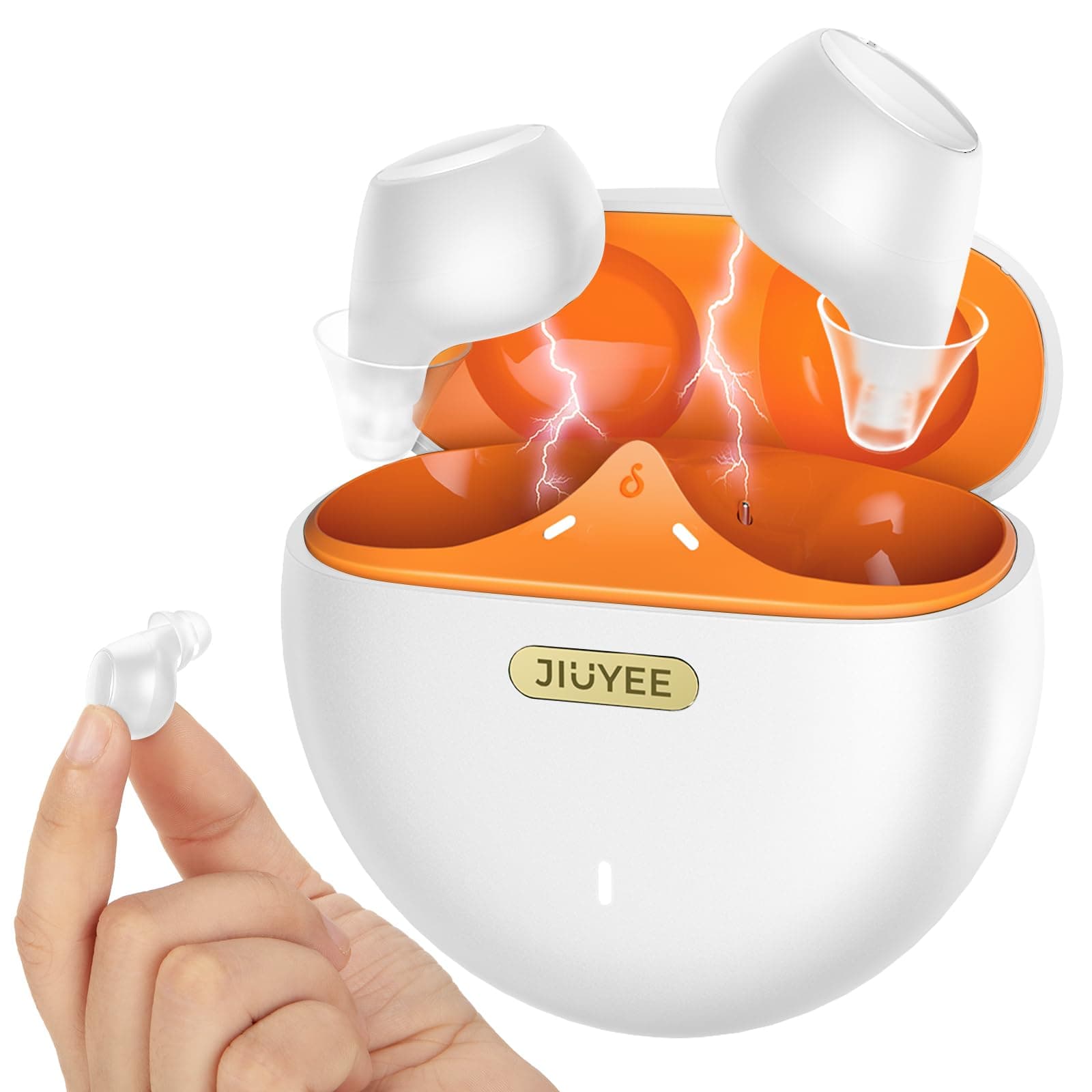 Hearing Aids for Seniors Rechargeable with Noise Cancelling - Bluetooth OTC 24 Channel Hearing Amplifier - Smart Fitting & Invisible Design - Charging Case - Mild to Moderate (White)