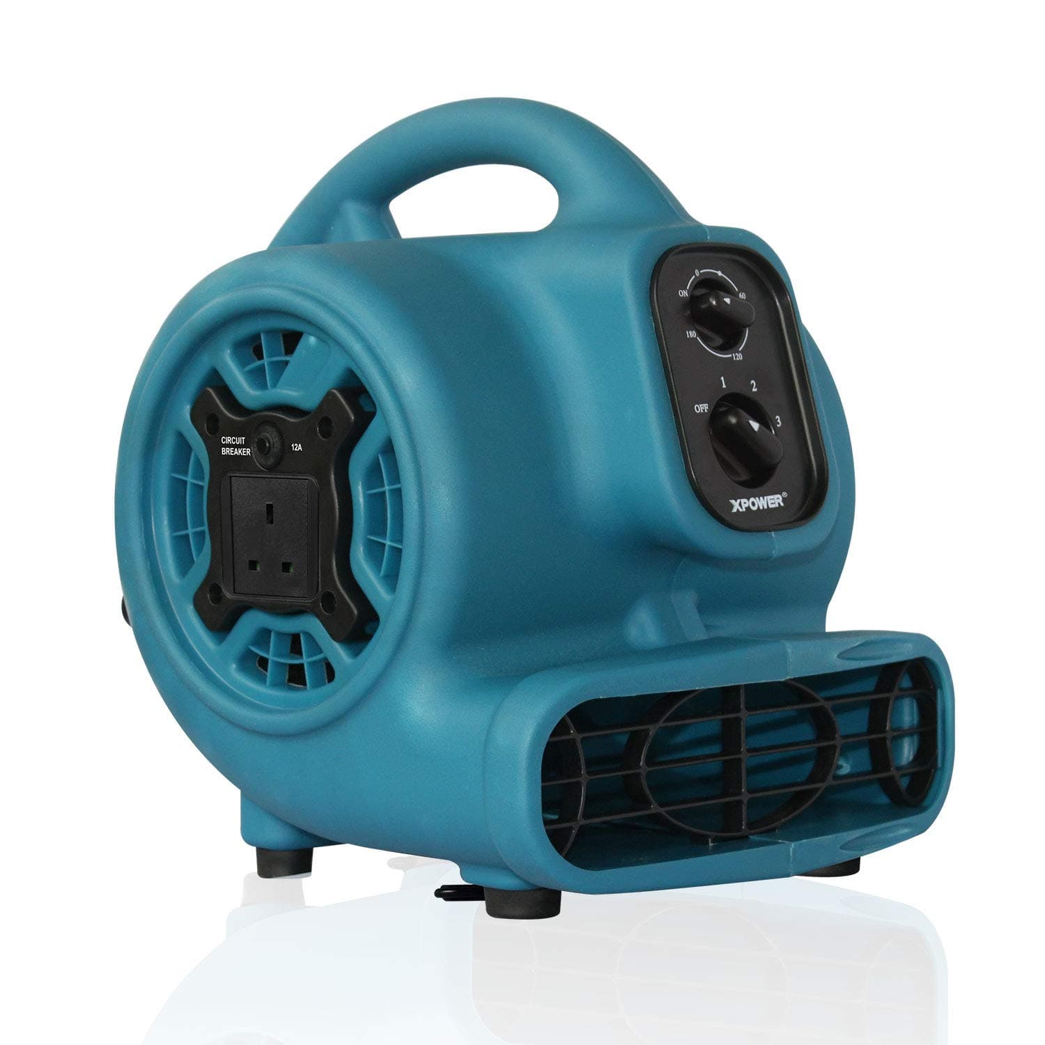 XPOWER P-230AT Multi Air Mover Utility Fan Dryer Blower with Timer for Restoration and Plumbing 3 Speeds With External Outlet Plug