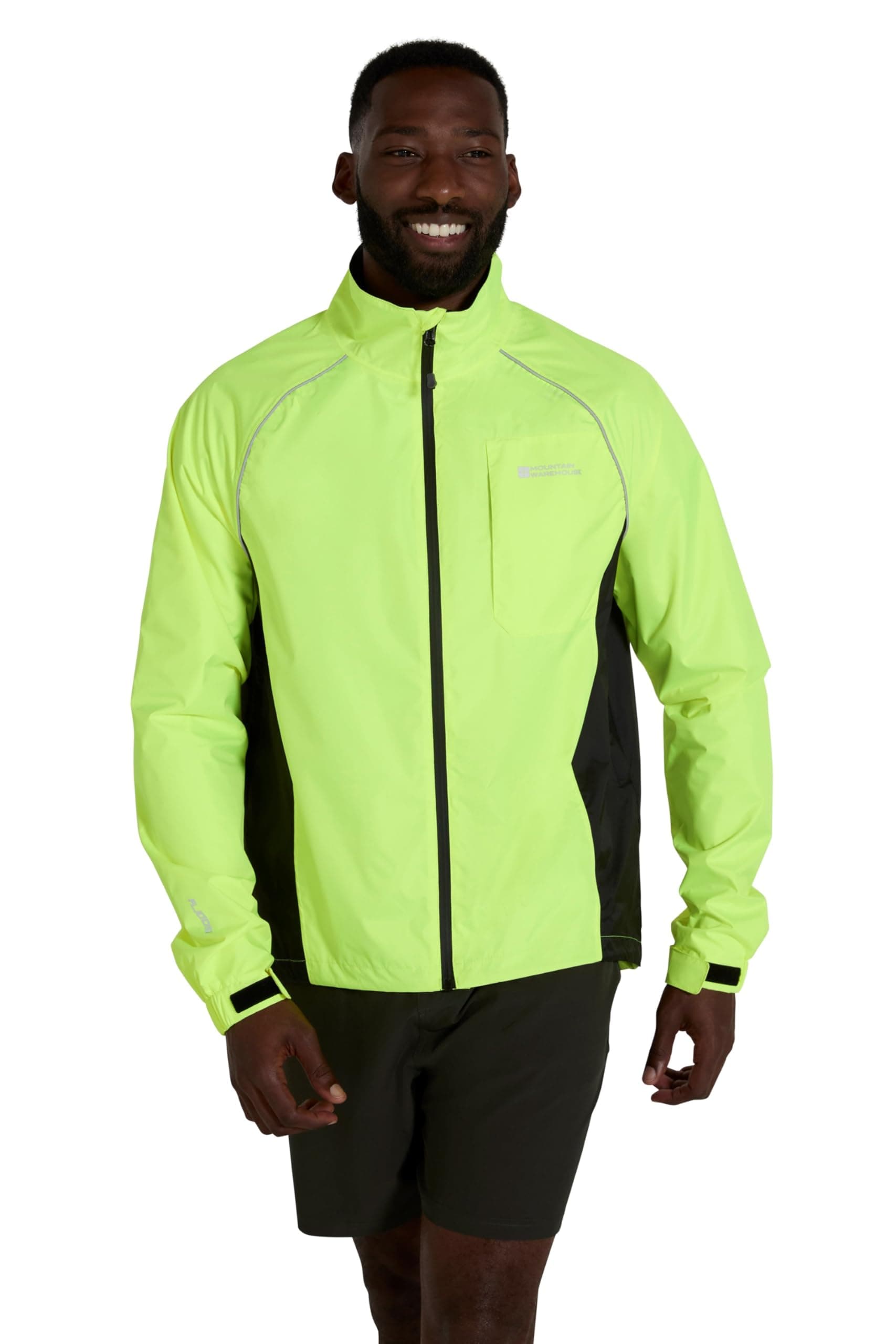Mountain Warehouse Adrenaline Mens Waterproof Cycling Jacket - Reflective Mens Coat, Breathable Unisex Rain Coat - For Outdoors, Running & Walking