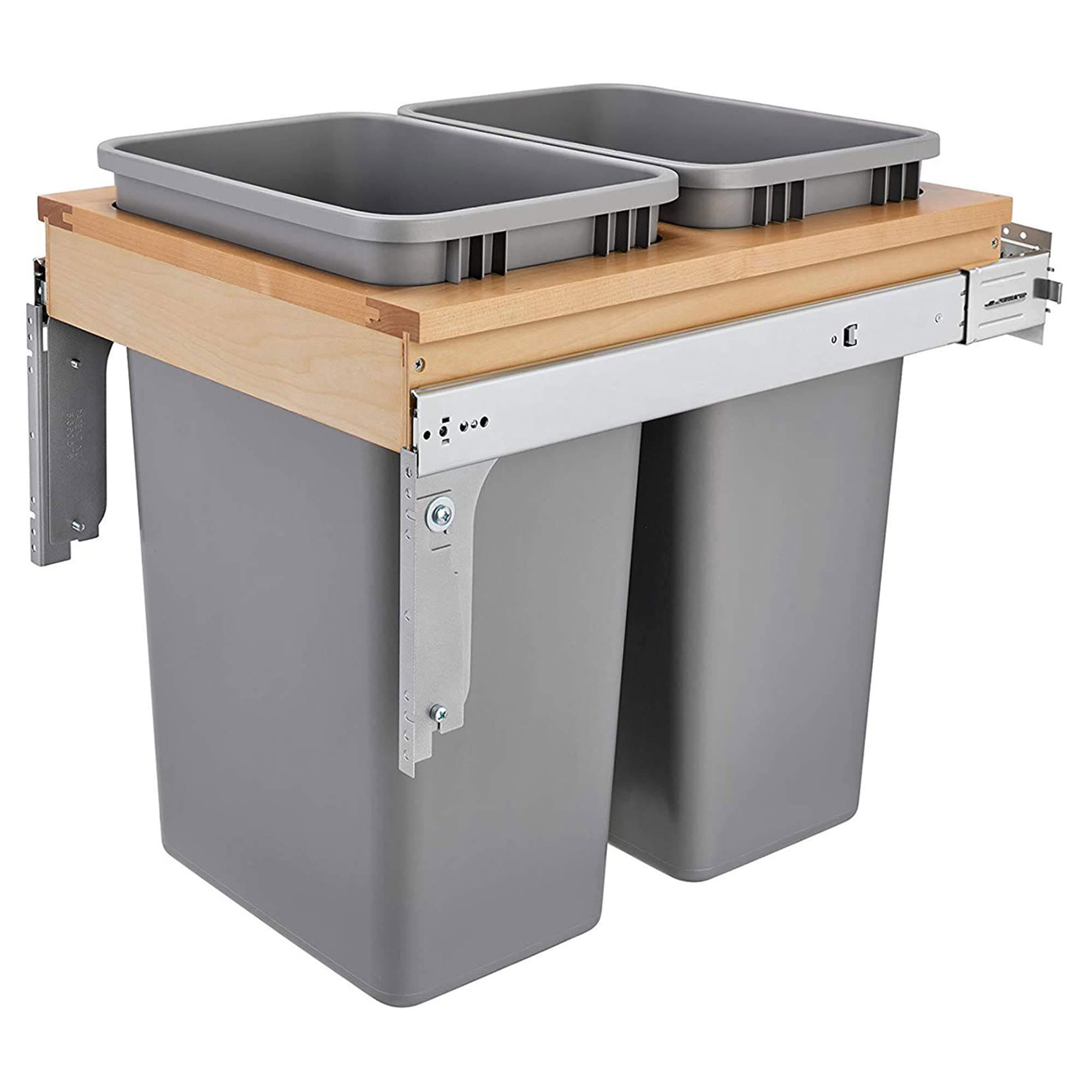 Rev-A-Shelf 4WCTM-2150BBSCDM-2 Double 50 Quart Top Mount Pullout Waste Container