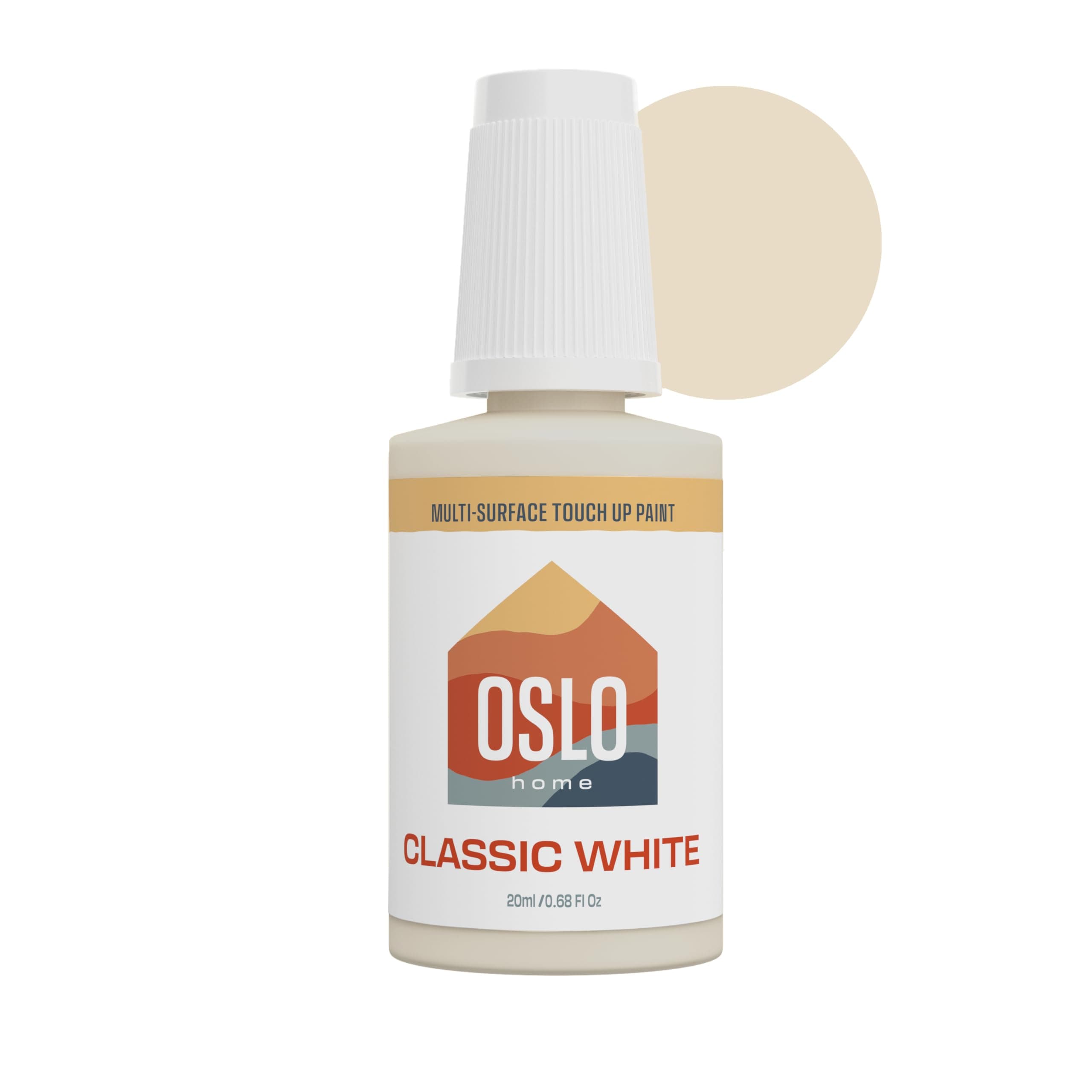 Touch Up Paint, Classic White, 20ml, Matte, w/brush in bottle, Quick drying, for Home, Kitchen cabinets, Walls