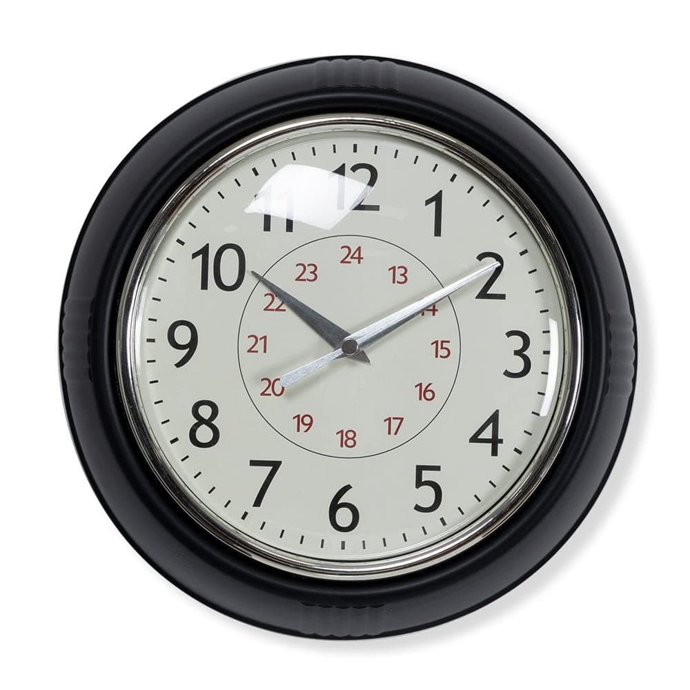 Homes r us Kalh Round Wall Clock, Black - 24.5 Cm-5110300601700