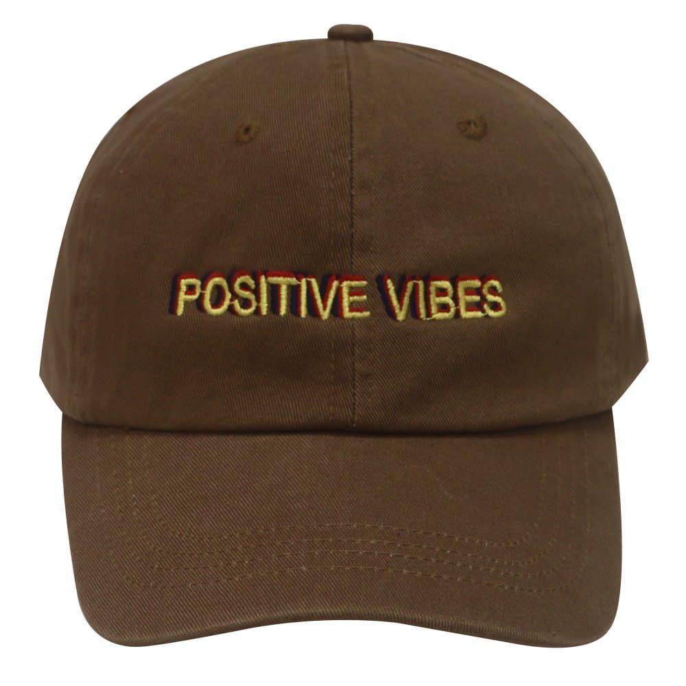 City Hunter C104 Positive Vibes Cotton Baseball Dad Caps 19 Colors (Brown)