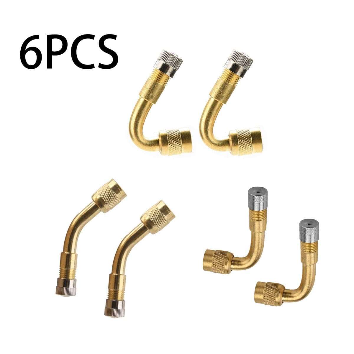 Smartown 45 Degree 90 Degree 135 Degree Angled Wheel Tire Tyre Brass Valve Stem Extension Adaptor for Car Motorcycle Bike Scooter Universal Extenders - Set of 6