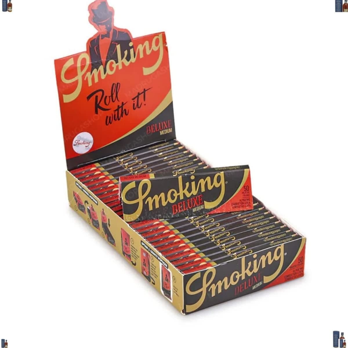 1 box Black DeLuxe Medium size 1 1/4 rolling paper = 1250 papers