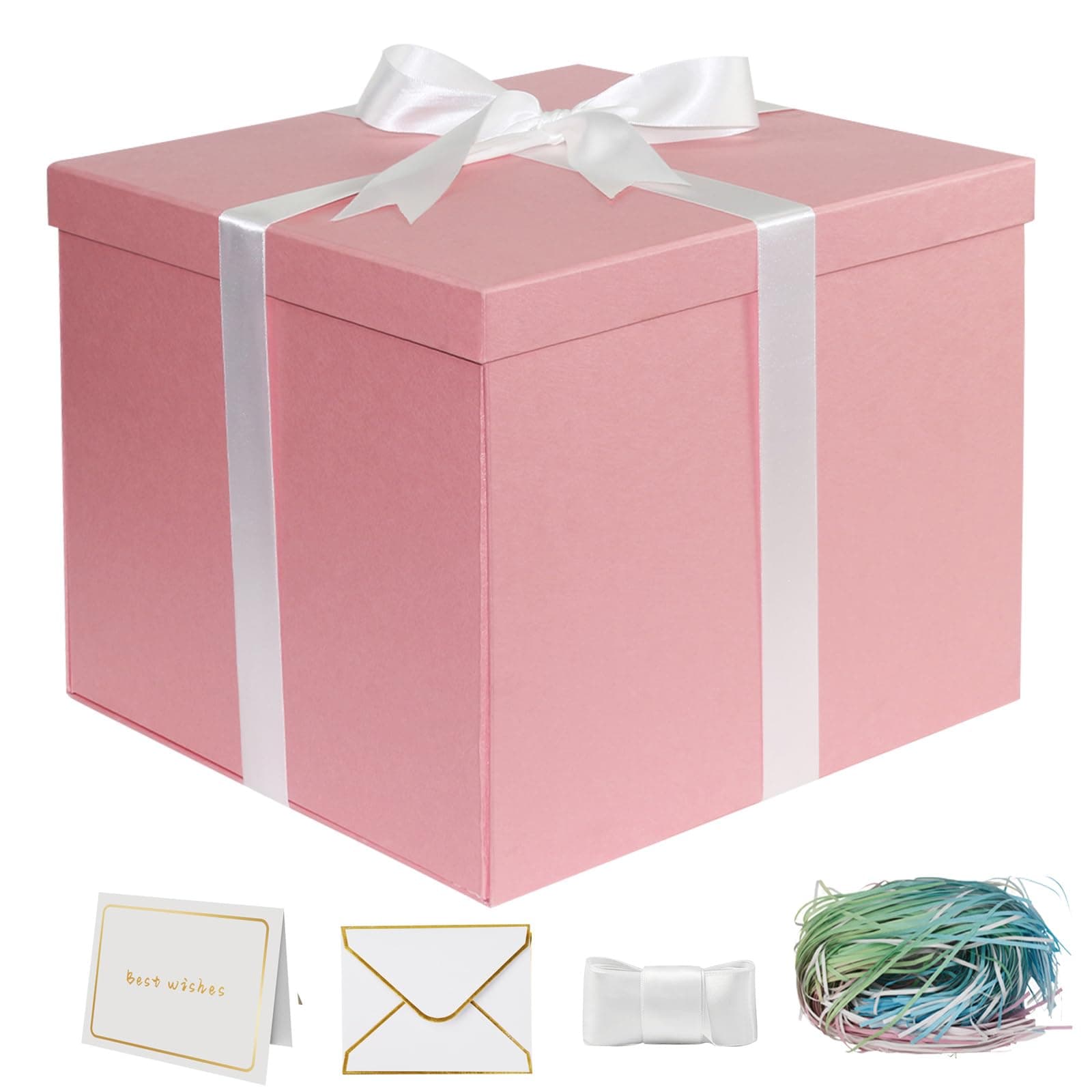 YINUOYOUJIA Large Gift Box 12x12x10 Inches,Pink Gift Boxes for Presents,Birthday Box,for Packaging,Valentine's Day,Mother's Day,Christmas,Anniversaries,Family or Business.