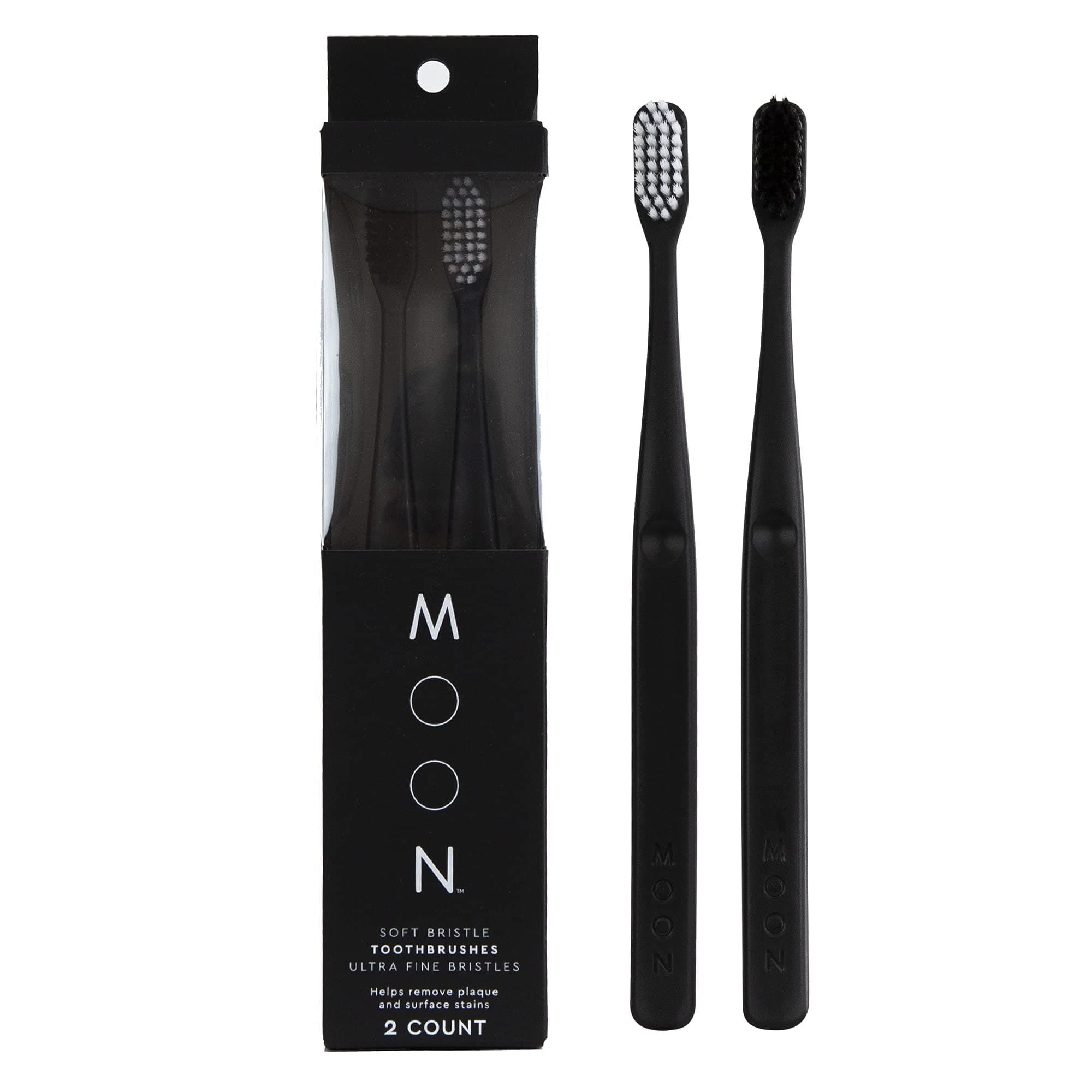 MOON Soft Bristle Toothbrush 2-Pack - Extra Soft for Adults, Sensitive Gums & Teeth-Friendly - 720 Tapered Ultra-Fine Bristles per Brush for Gentle Deep Cleaning